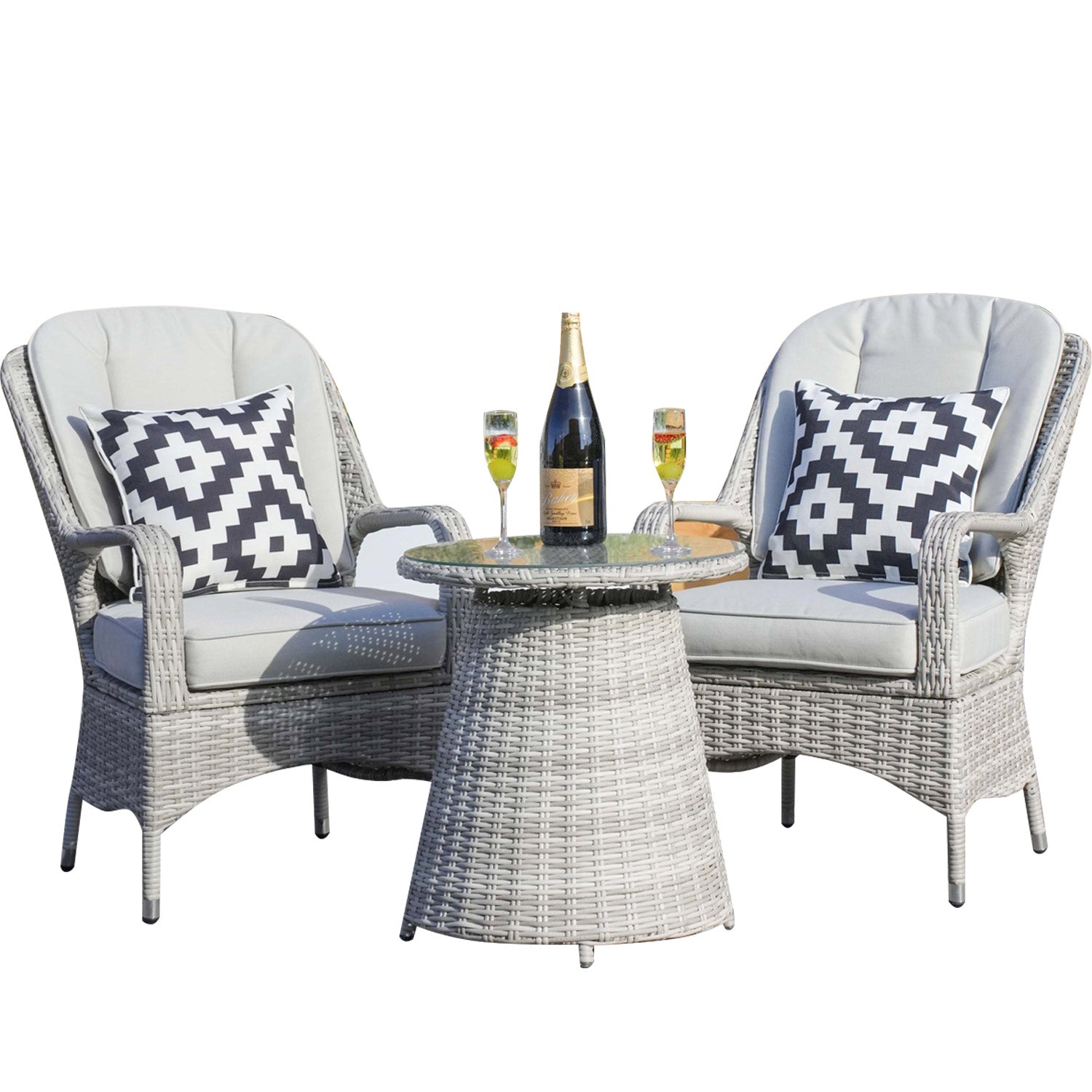 Abrihome 3-Pieces Dining Table with Rattan Chairs (PAD-1708-WH)