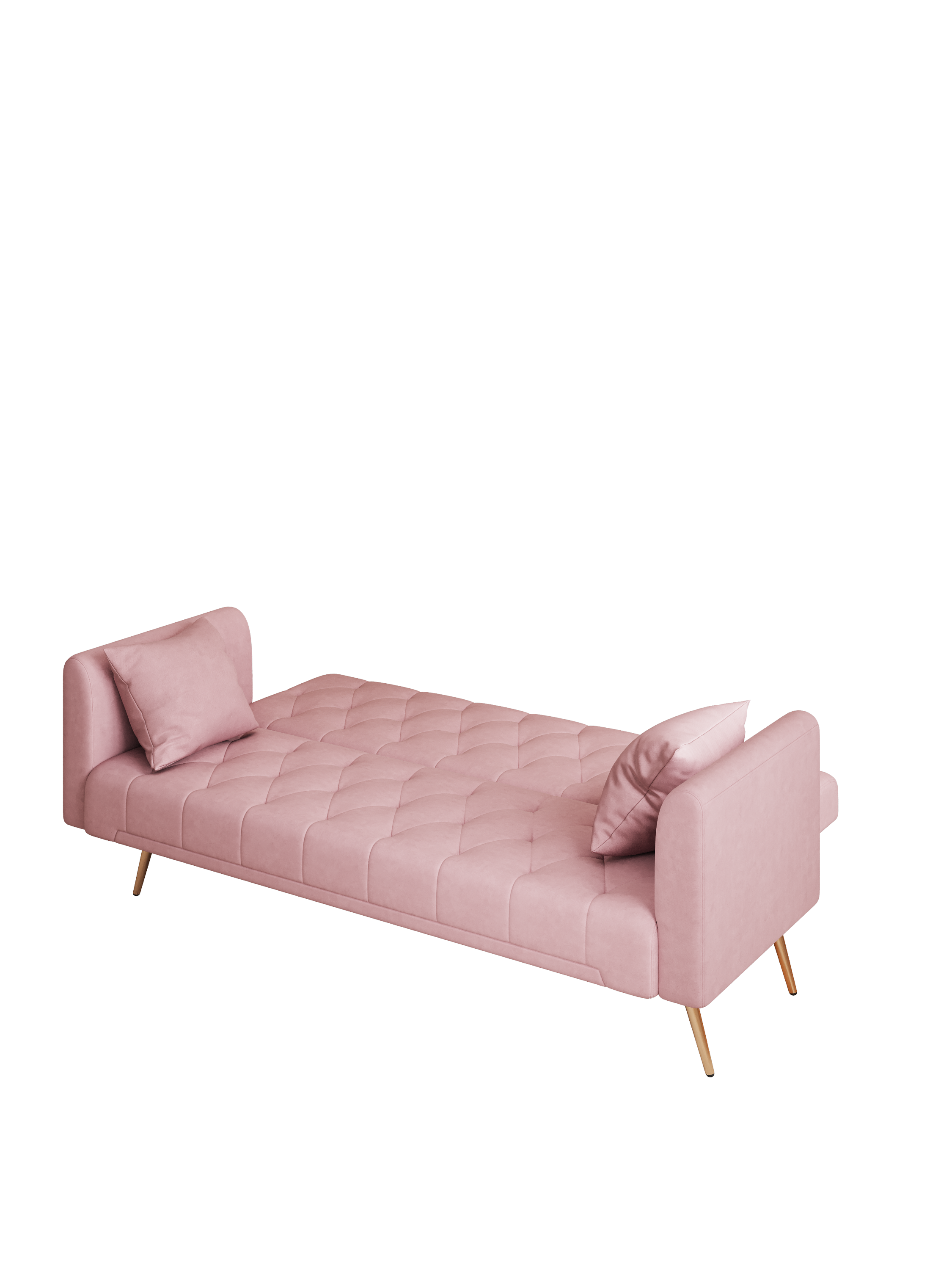 71 inch convertible love seat sofa, American retro pink velvet, suitable for small living room, bedroom, office