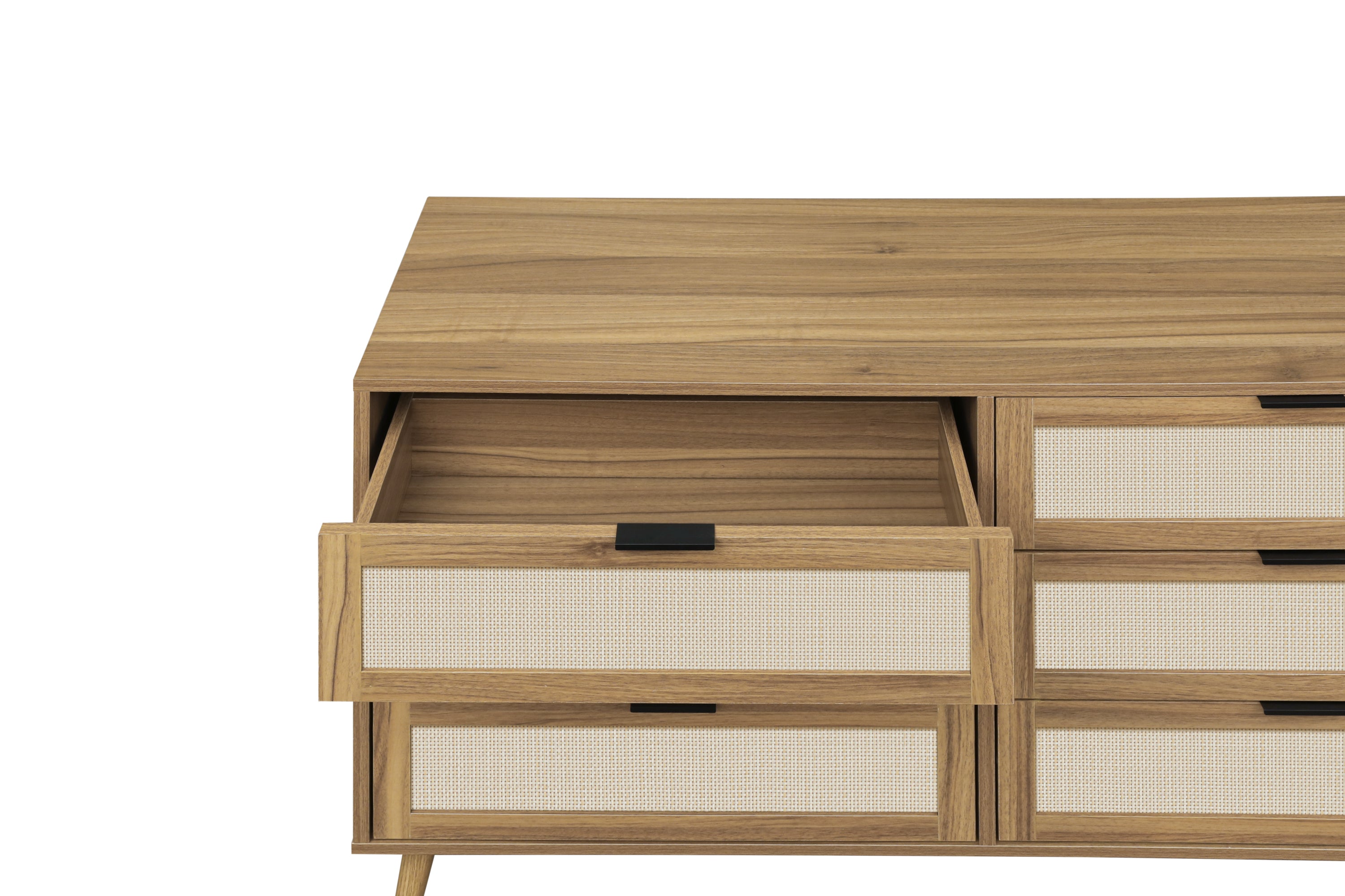 Modern 6 Drawer Dresser Wood Cabinet (Walnut)