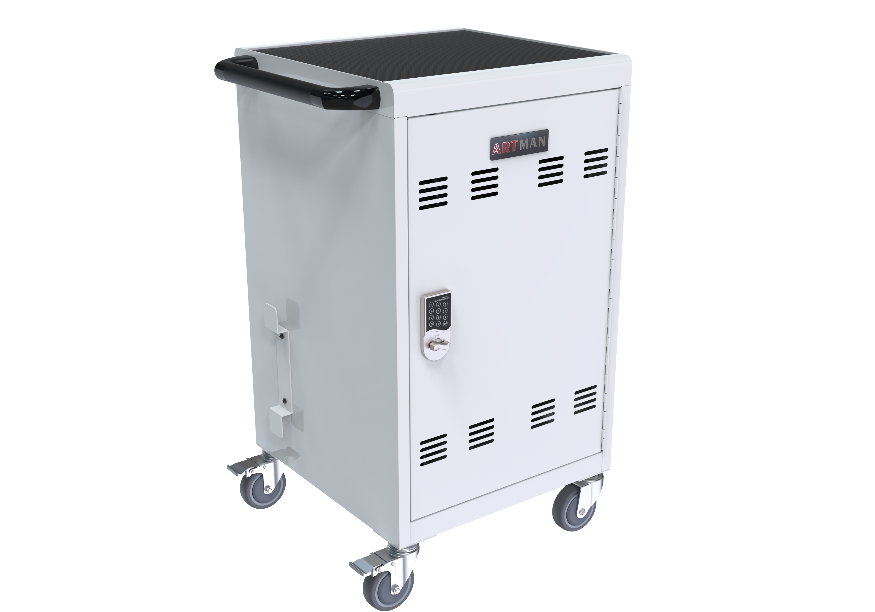 Mobile Charging Cart and Cabinet for Tablets Laptops 30-Device With Combination Lock(White)