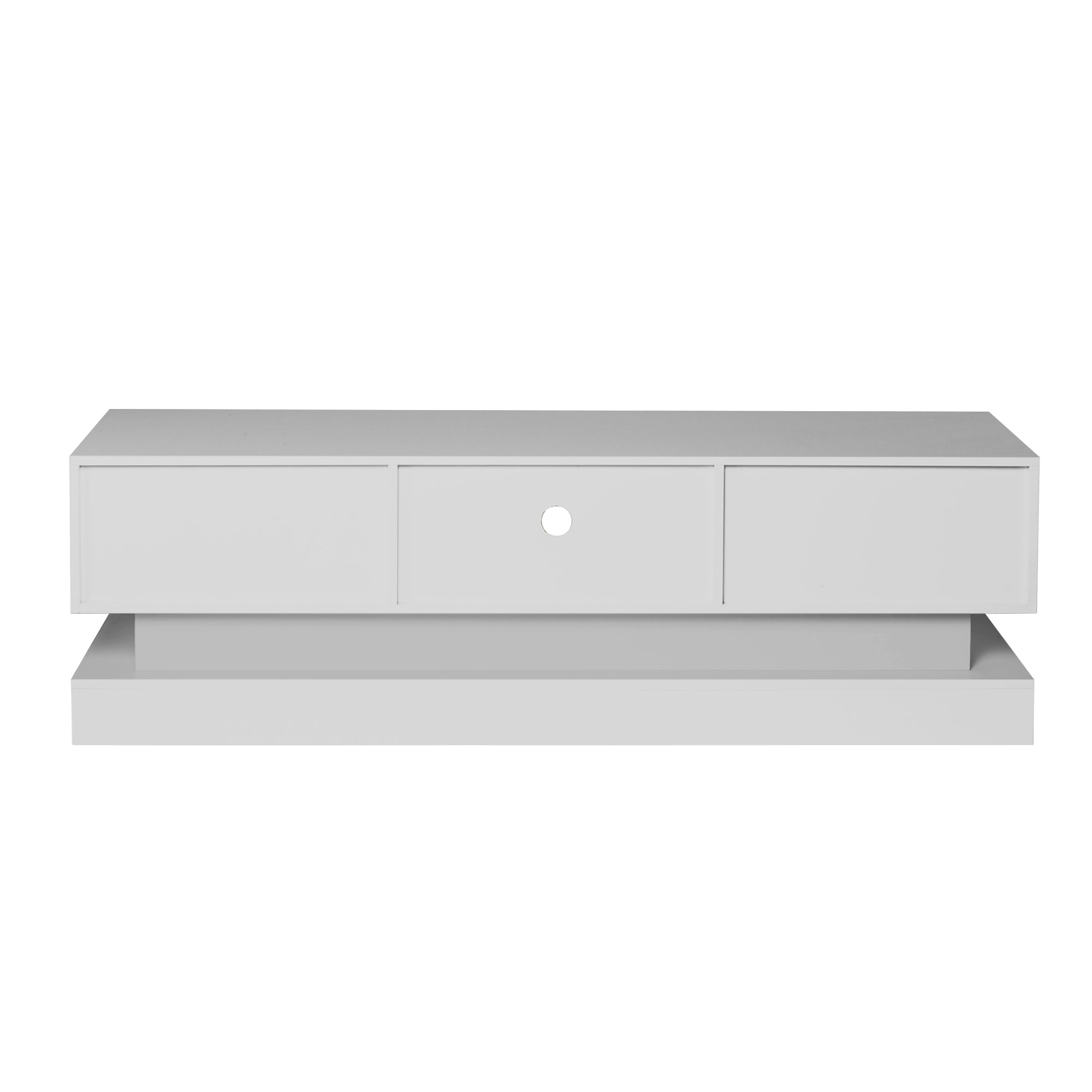 51.18inch  WHITE morden TV Stand with LED Lights,high glossy front TV Cabinet,can be assembled in Lounge Room, Living Room or Bedroom,color:WHITE