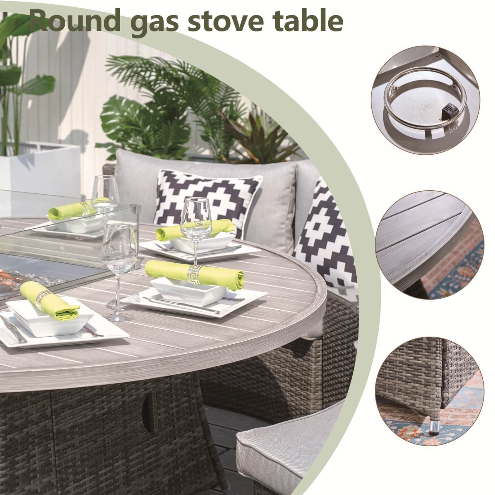 Outdoor Round Fire Pit Set for 8-Person Seating (PAG-1108A-SET)