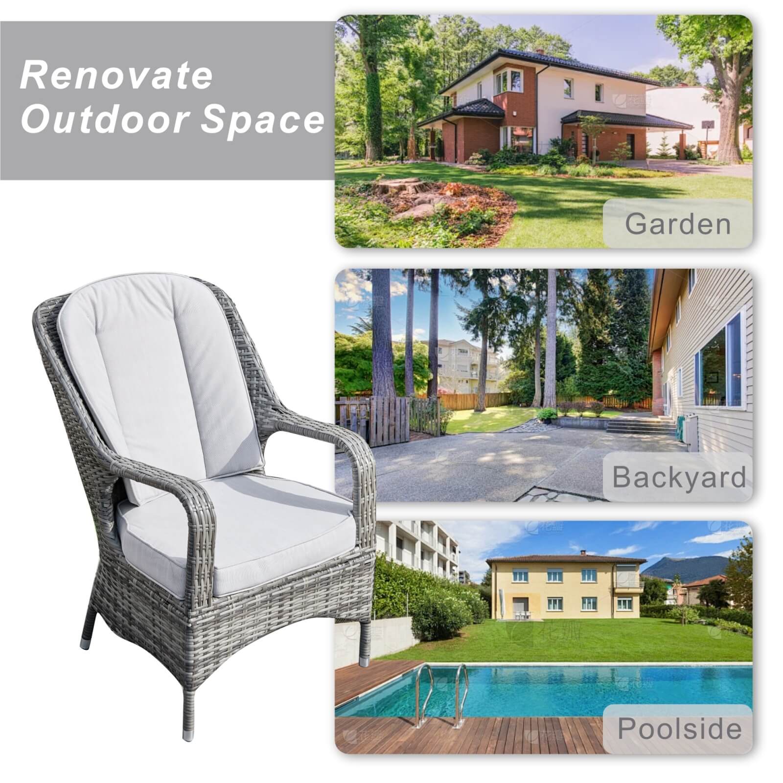 Set of 2 Outdoor Rattan Armchairs(PAC-009)