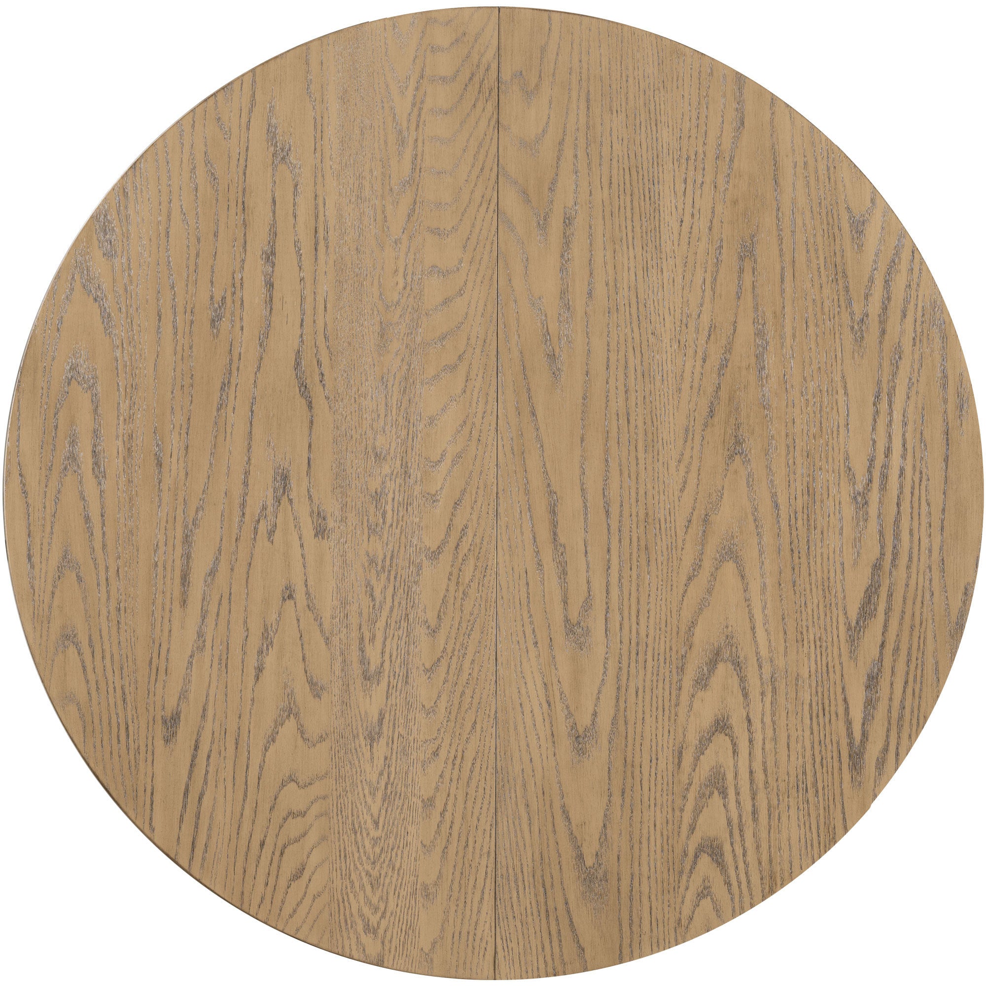 TREXM Farmhouse Round Extendable Dining Table with 16" Leaf Wood Kitchen Table (Oak Natural Wood + Antique White)