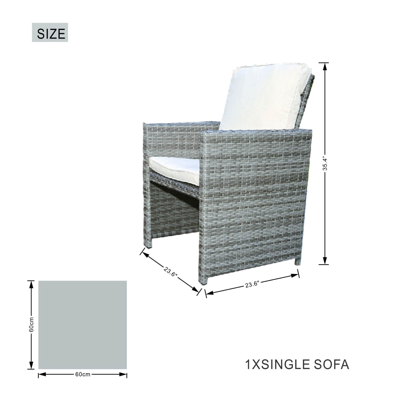 8-Seat Outdoor Dining Set with Cube Table and Ottomans (PAD-3233B)