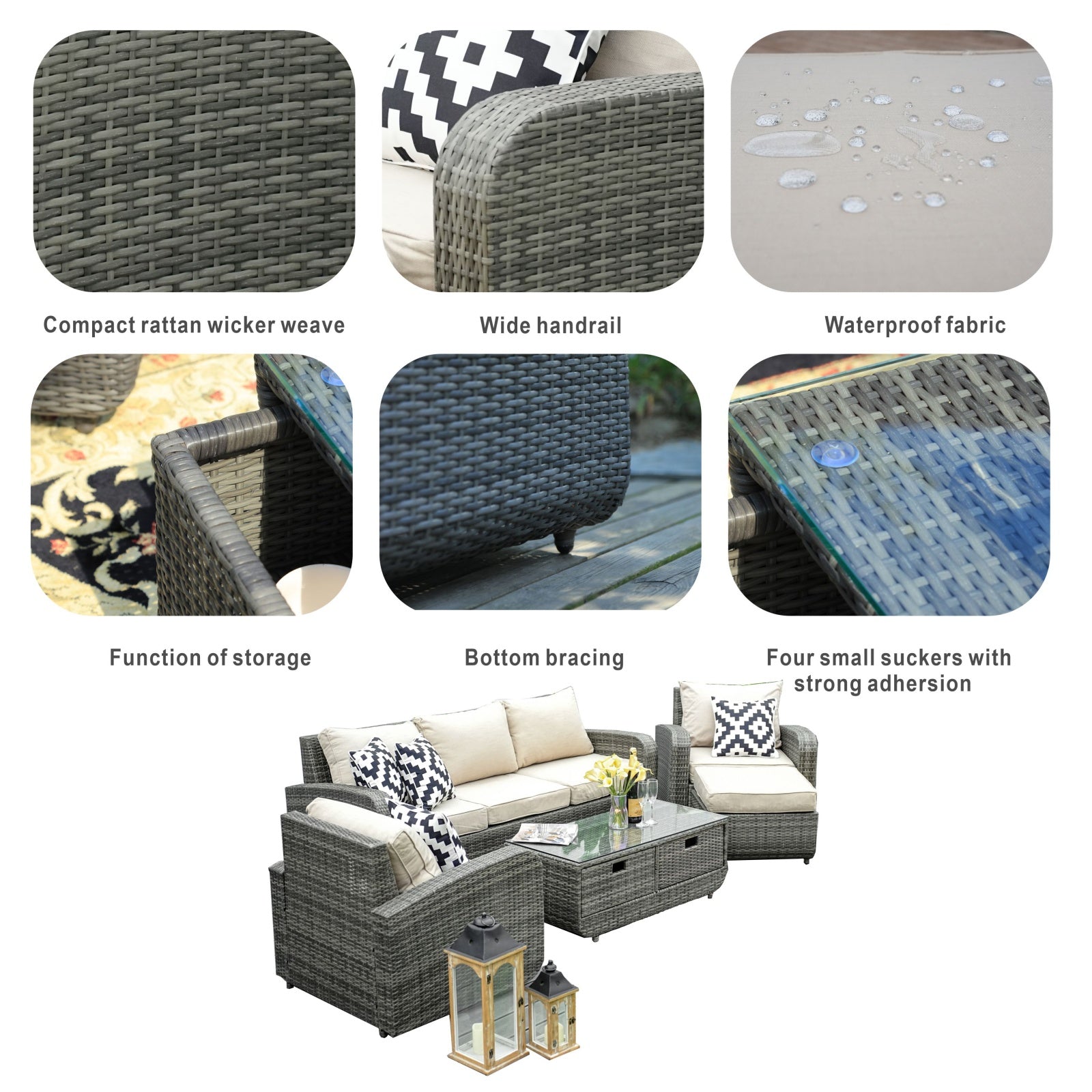 5-Piece Outdoor Conversation Sofa Set(PAS-1515-SET)