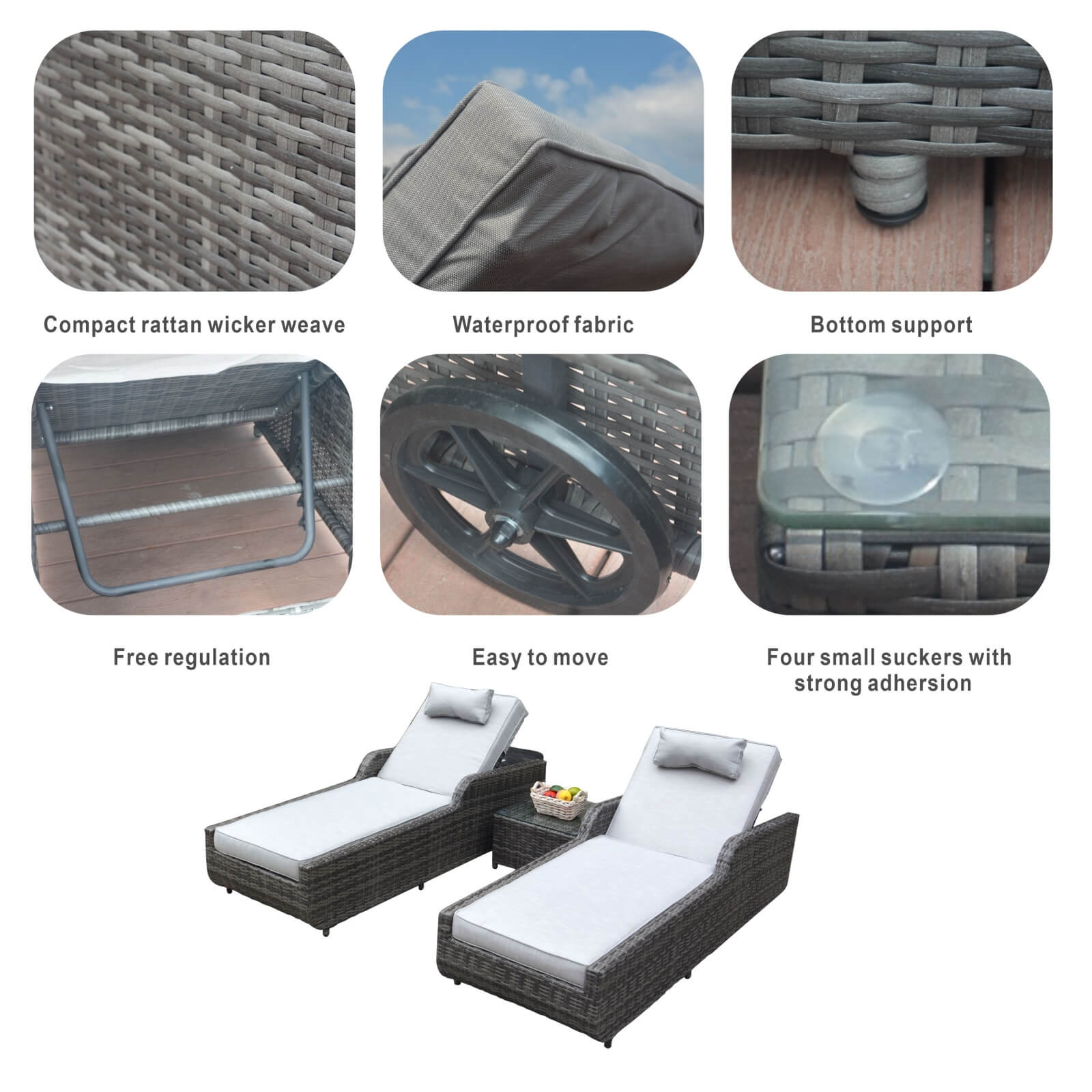 Outdoor Wicker Reclining Chaise Lounge(PAL-1127B)