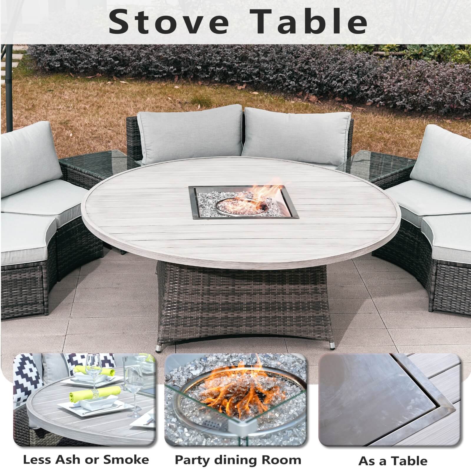 Outdoor Round Fire Pit Set for 8-Person Seating (PAG-1108A-SET)