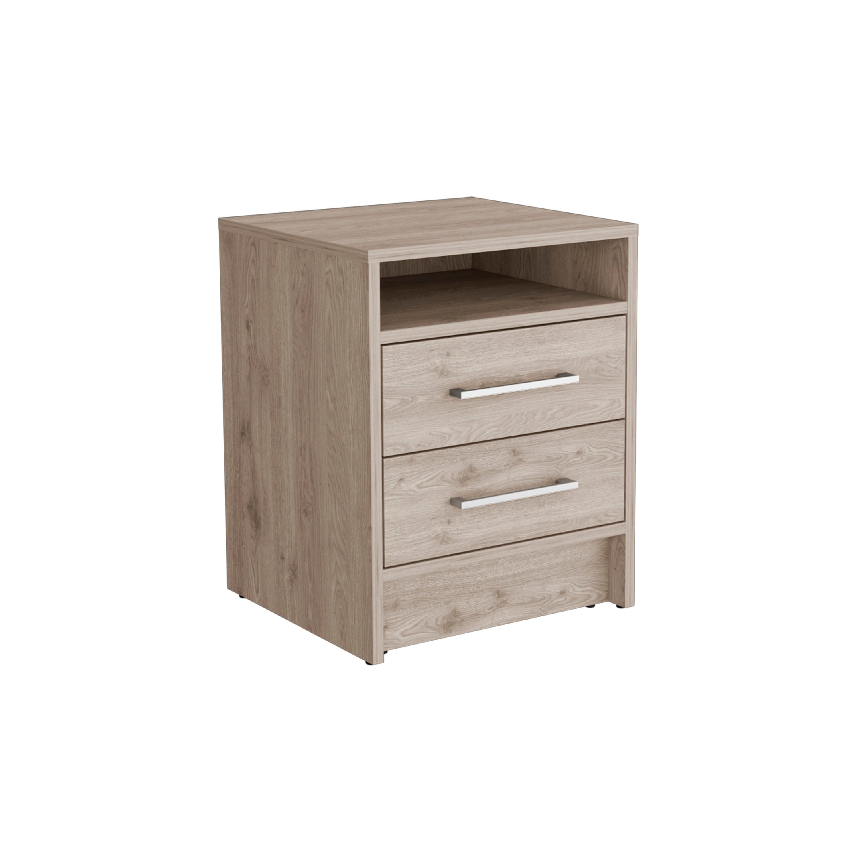 Eter Nightstand , End Table, Side Table Superior Top, Two Drawers -Light Gray