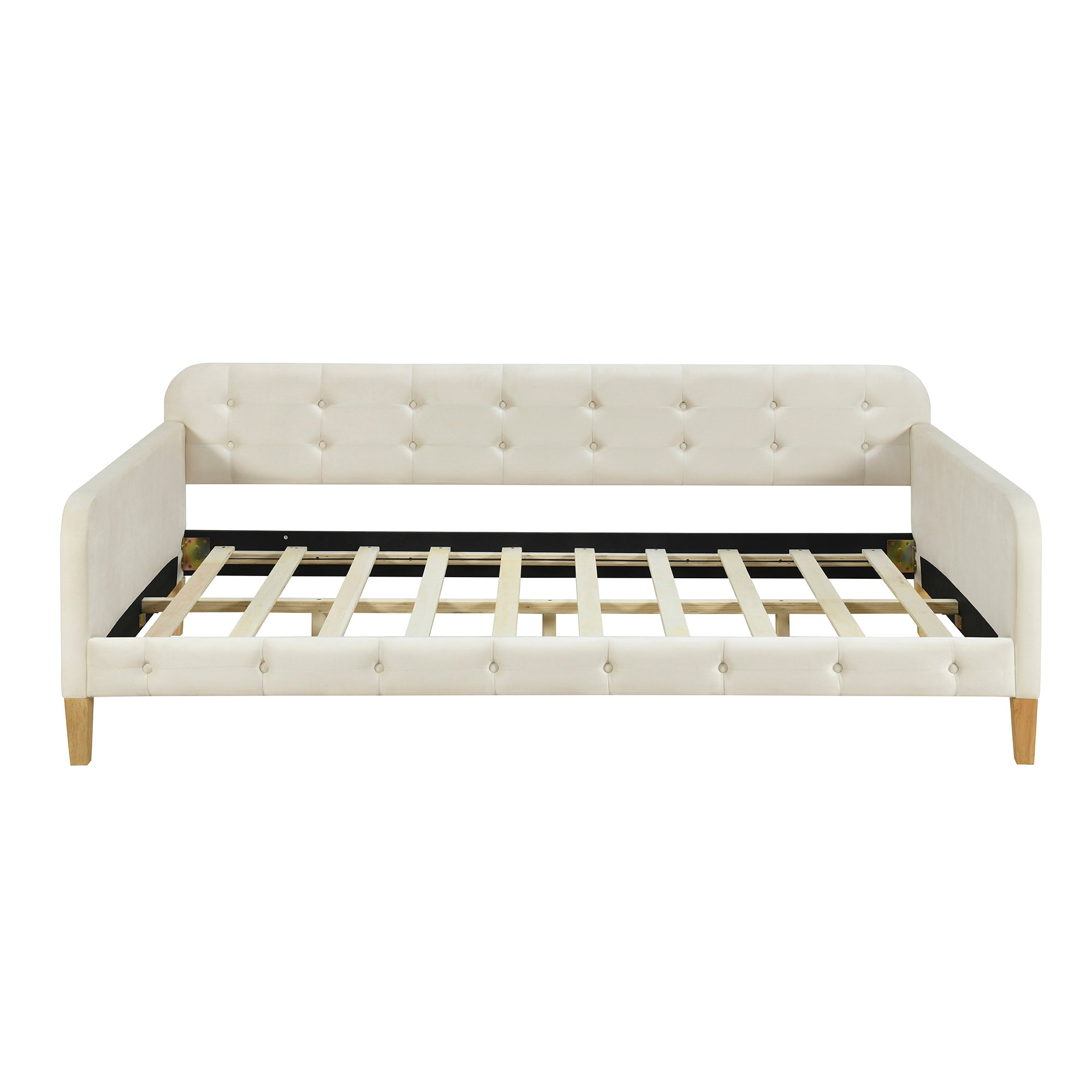 Twin Size Upholstered Daybed with 4 Support Legs, White