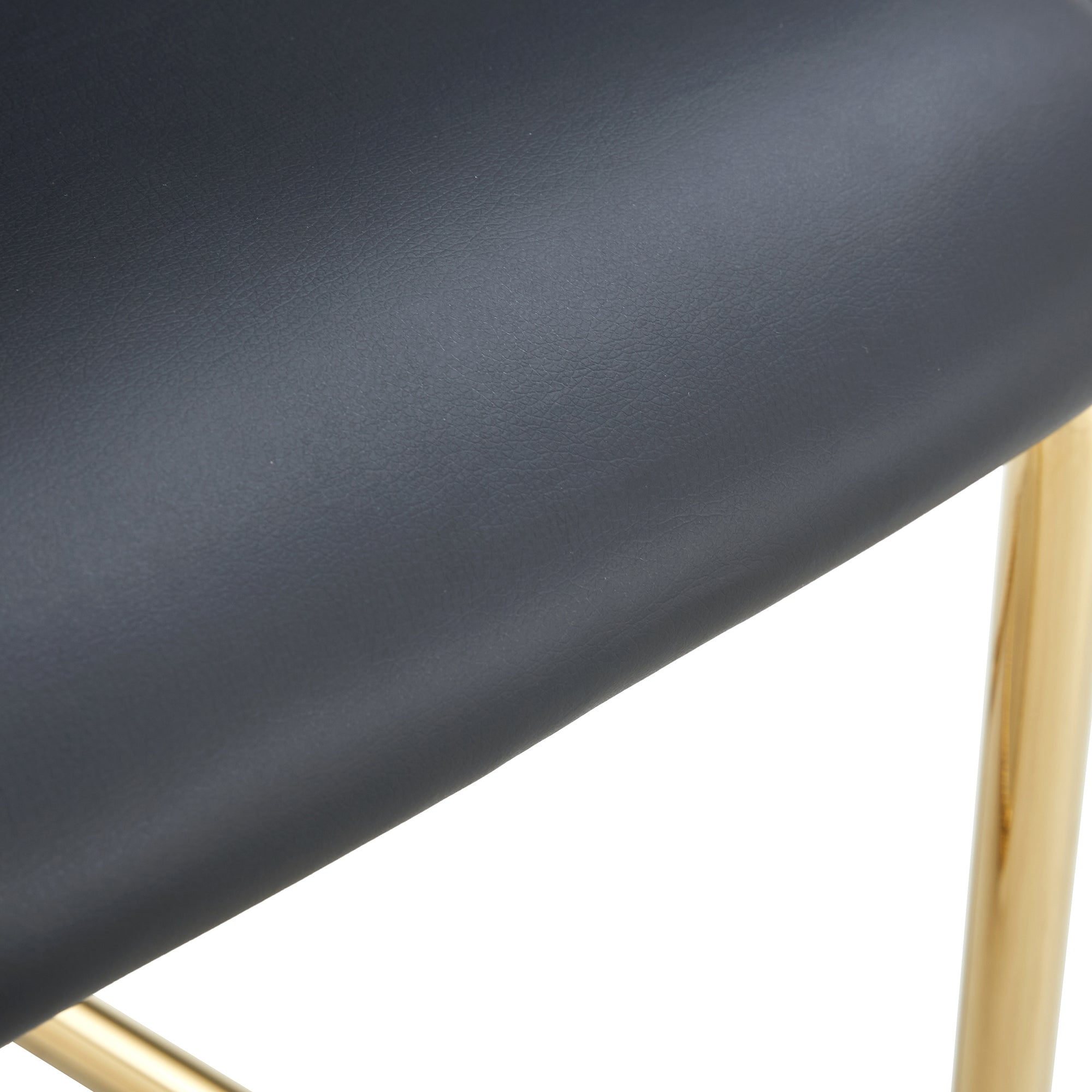 Modern dining chairs with faux leather padded seats, dining room chairs, gold metal leg upholstered chairs, suitable for kitchens, living rooms, bedrooms, and offices, set of 4 (black+PU leather)C-001