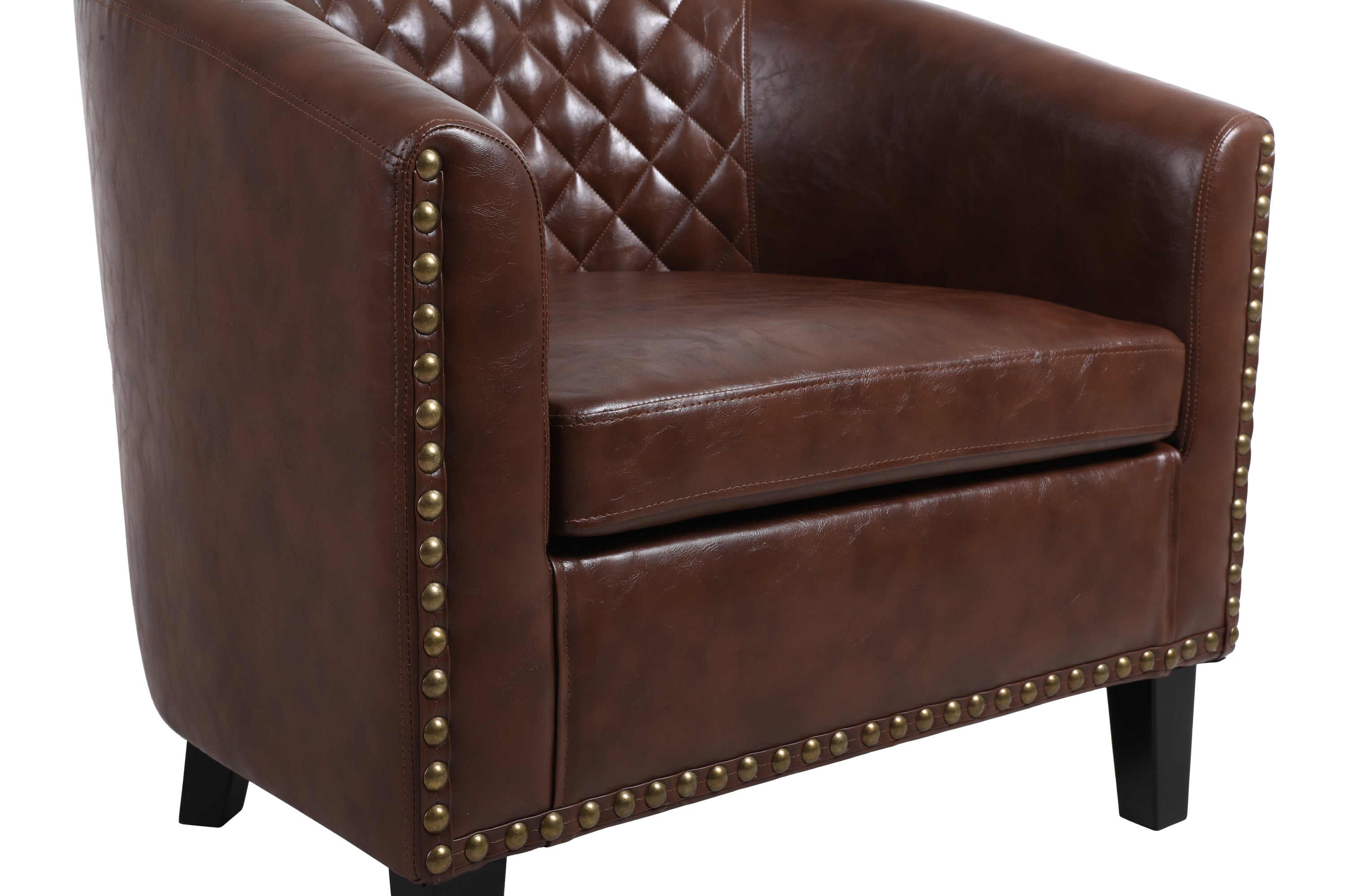 COOLMORE Barrel Chairs with Soft Padded Armrest, Club Chairs with nailheads and solid wood legs for Living Room Bedroom Waiting Room (PU Leather)
