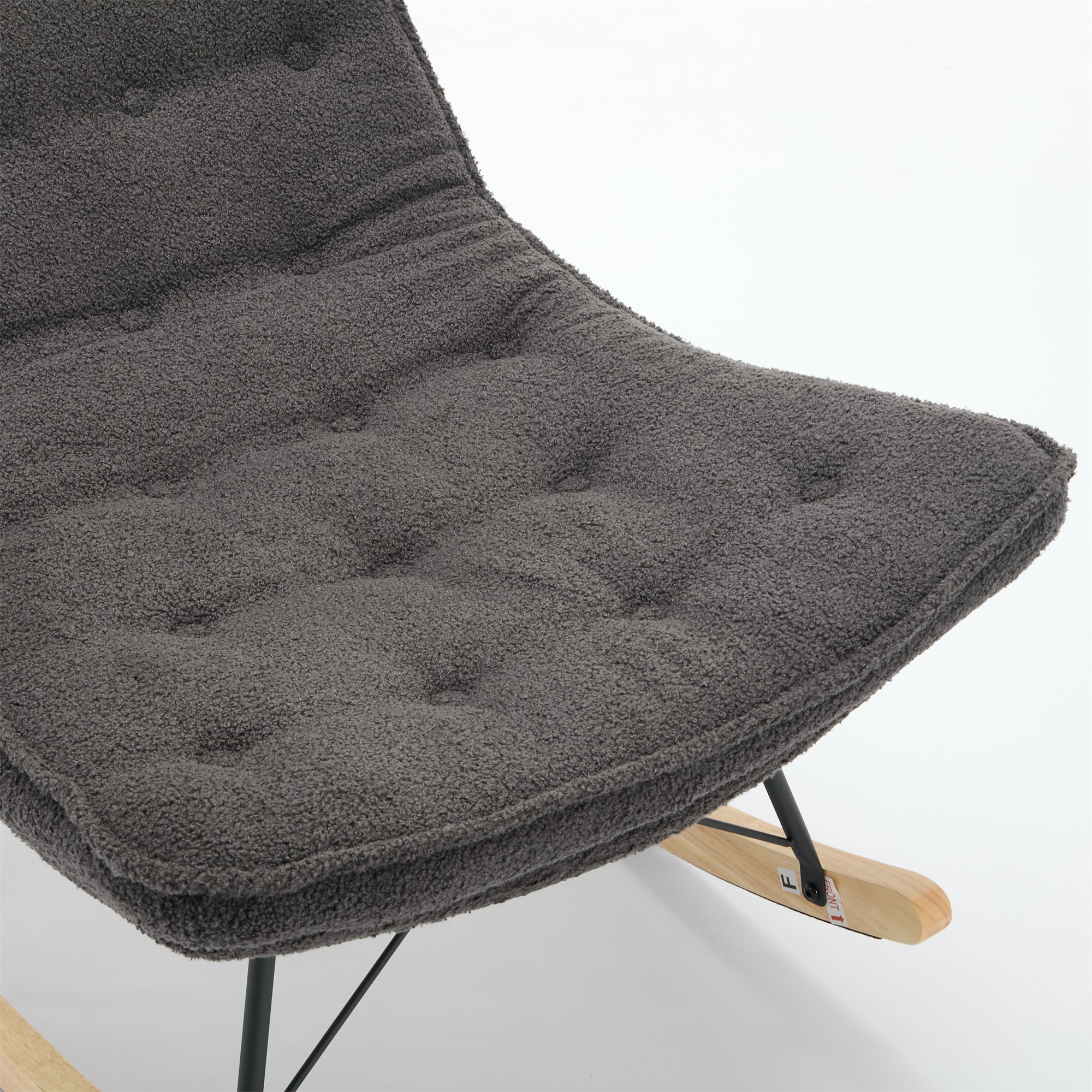 Lazy Rocking Chair,Comfortable Lounge Chair with Wide Backrest and Seat Wood Base, Upholstered Armless Rocker Chair for Living room, Balcony,Bedroom and Patio Porch. (GREY)