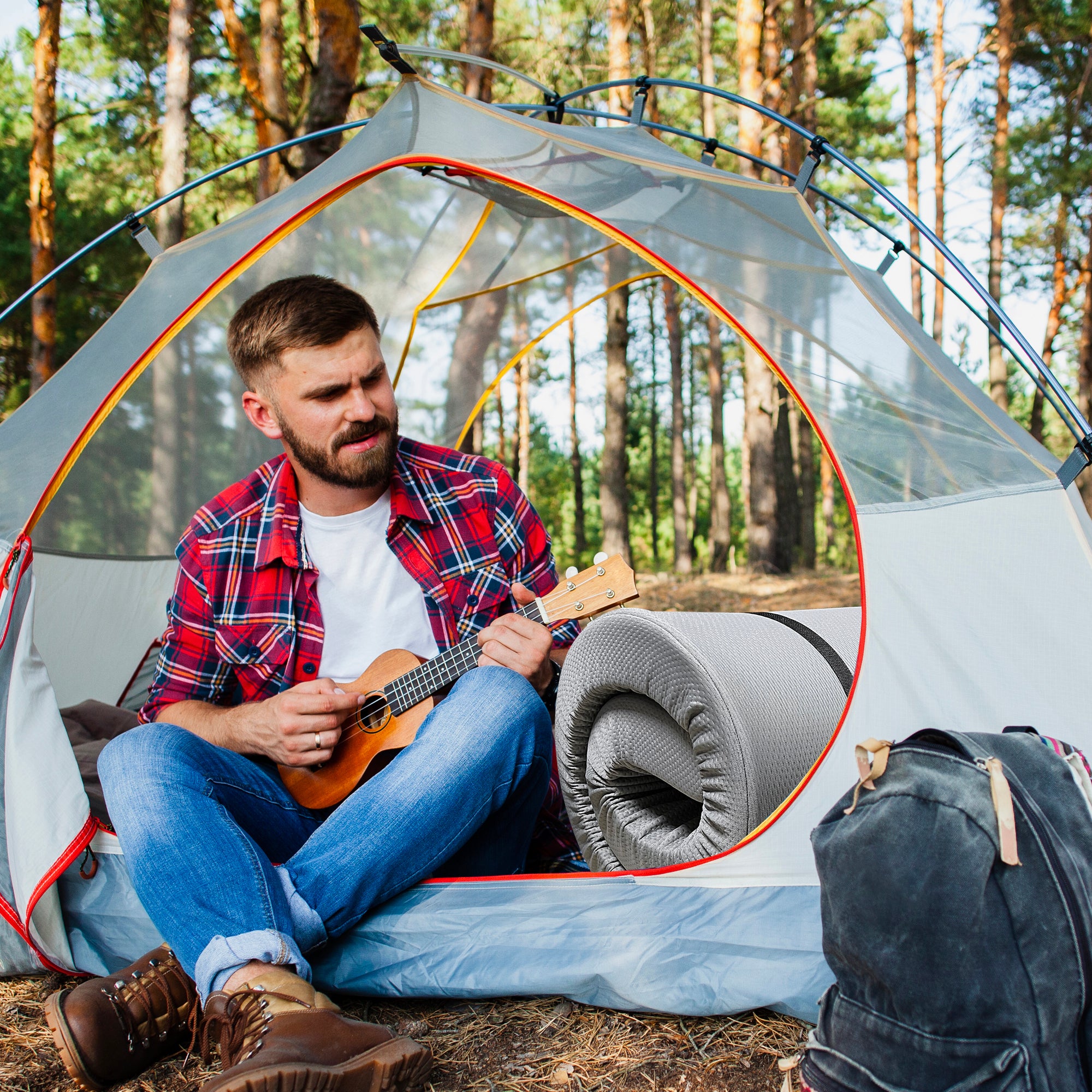 Memory Foam Camping Mattress - 75"x38"x4" Perfect for Outdoor Activities, RVs, Guest Rooms, and Dorms; Foldable, Portable, with Water-Resistant Zipper Cover, CertiPUR-US Certified