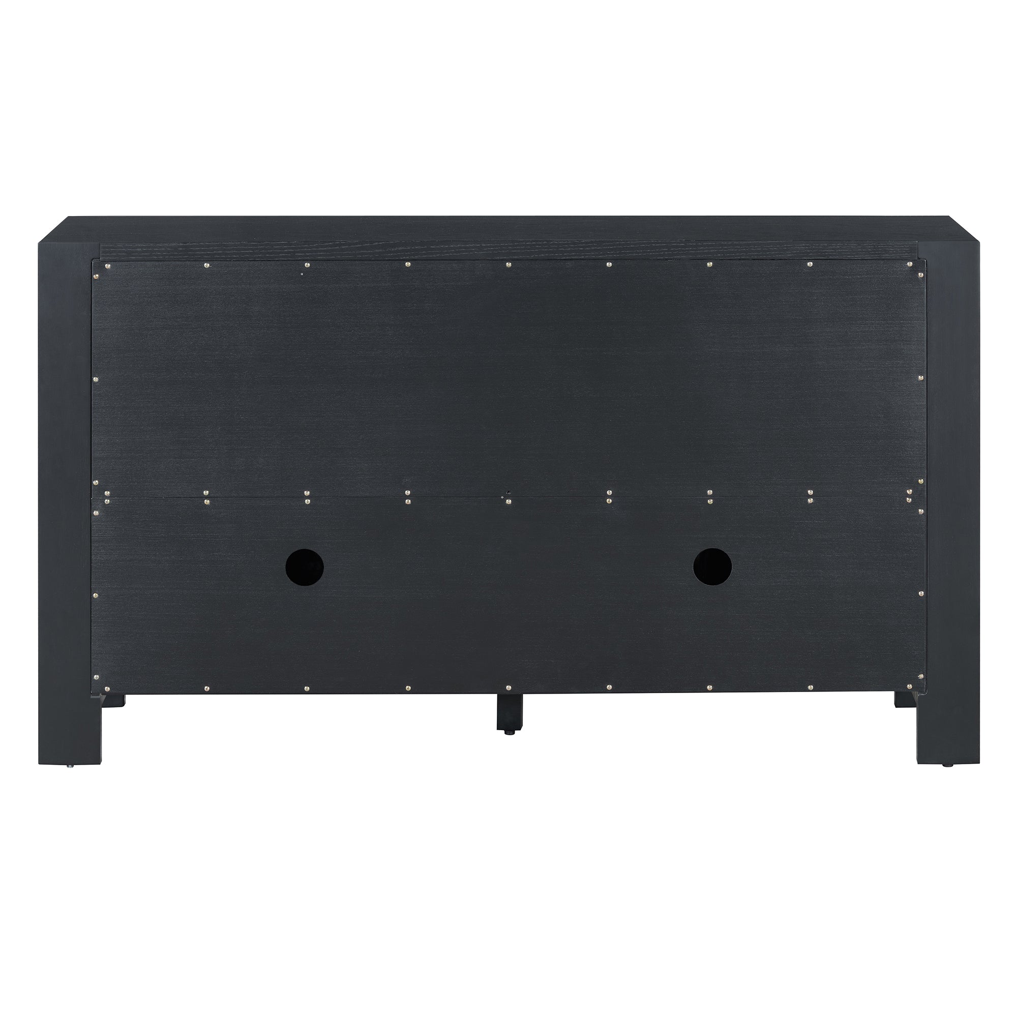 TREXM Retro 4-door Sideboard with Distressed Finish and Adjustable Shelves for Dining Room, Kitchen, and Living Room (Black)