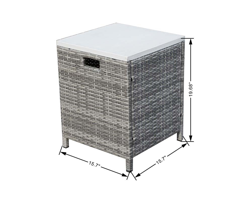 Abrihome Patio Wicker Conversational Seating Set with High Fire Pit Table in Gray (PAF-1802P)