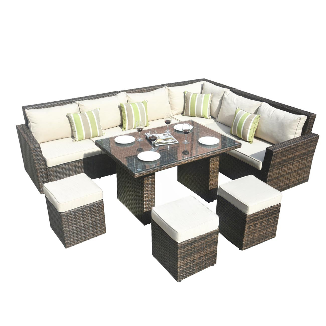 Abrihome Deluxe 8 Piece Deep Seating Group with Cushion (PAS-1403)