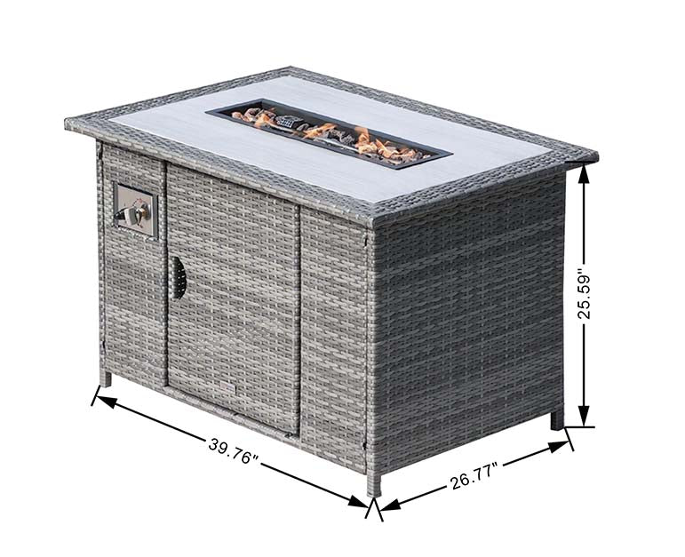 Abrihome Patio Wicker Conversational Seating Set with High Fire Pit Table in Gray (PAF-1802P)