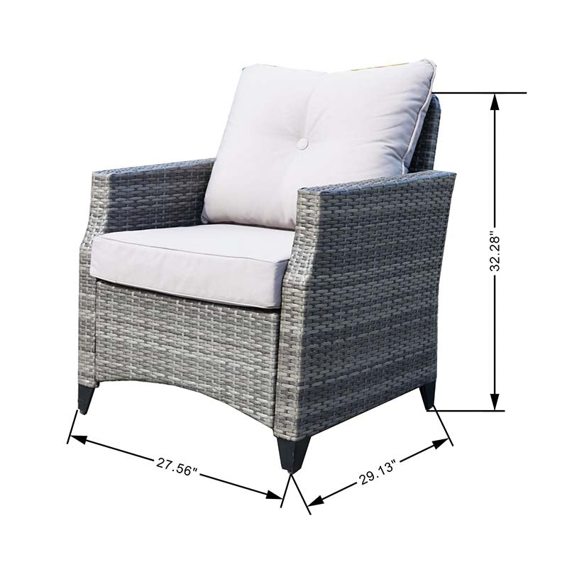 Abrihome Patio Wicker Conversational Seating Set with High Fire Pit Table in Gray (PAF-1802P)