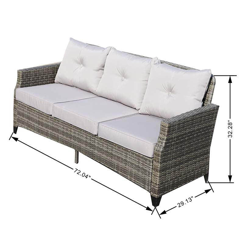 Abrihome Patio Wicker Conversational Seating Set with High Fire Pit Table in Gray (PAF-1802P)