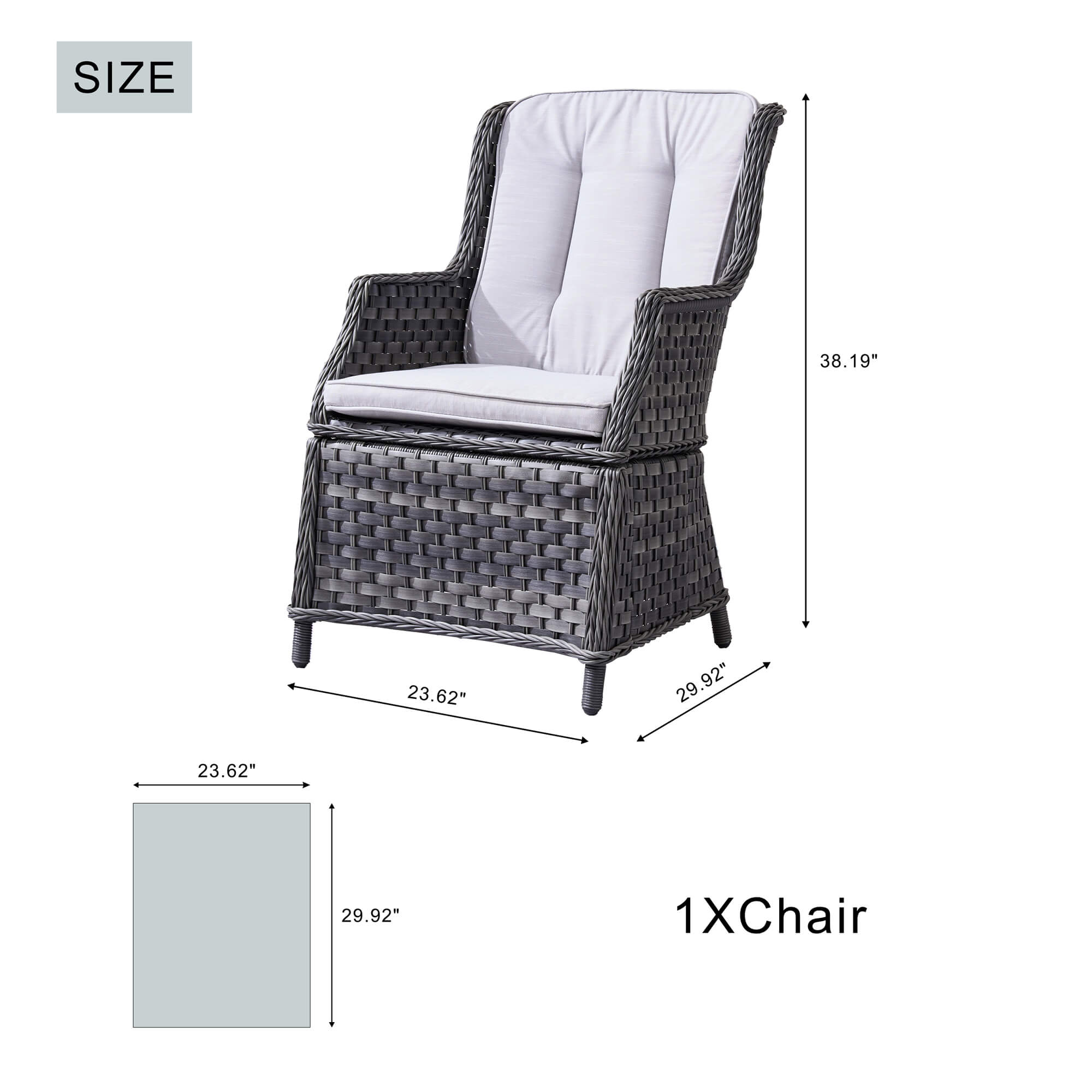 2-Piece Outdoor Bistro Set with Round Coffee Table （PAD-1708+010-GR）