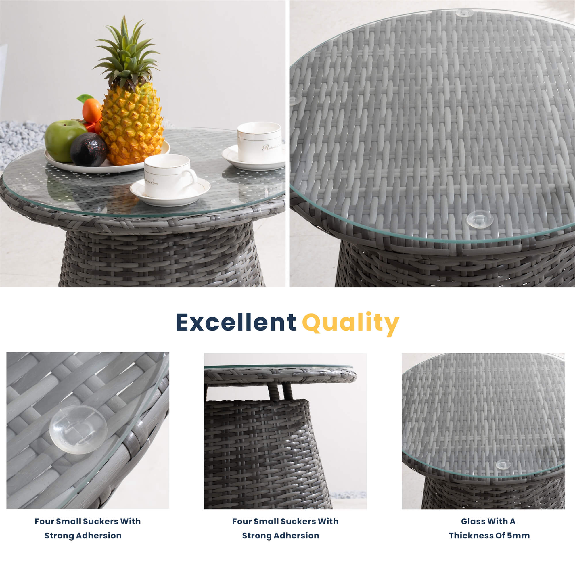 2-Piece Outdoor Bistro Set with Round Coffee Table （PAD-1708+010-GR）