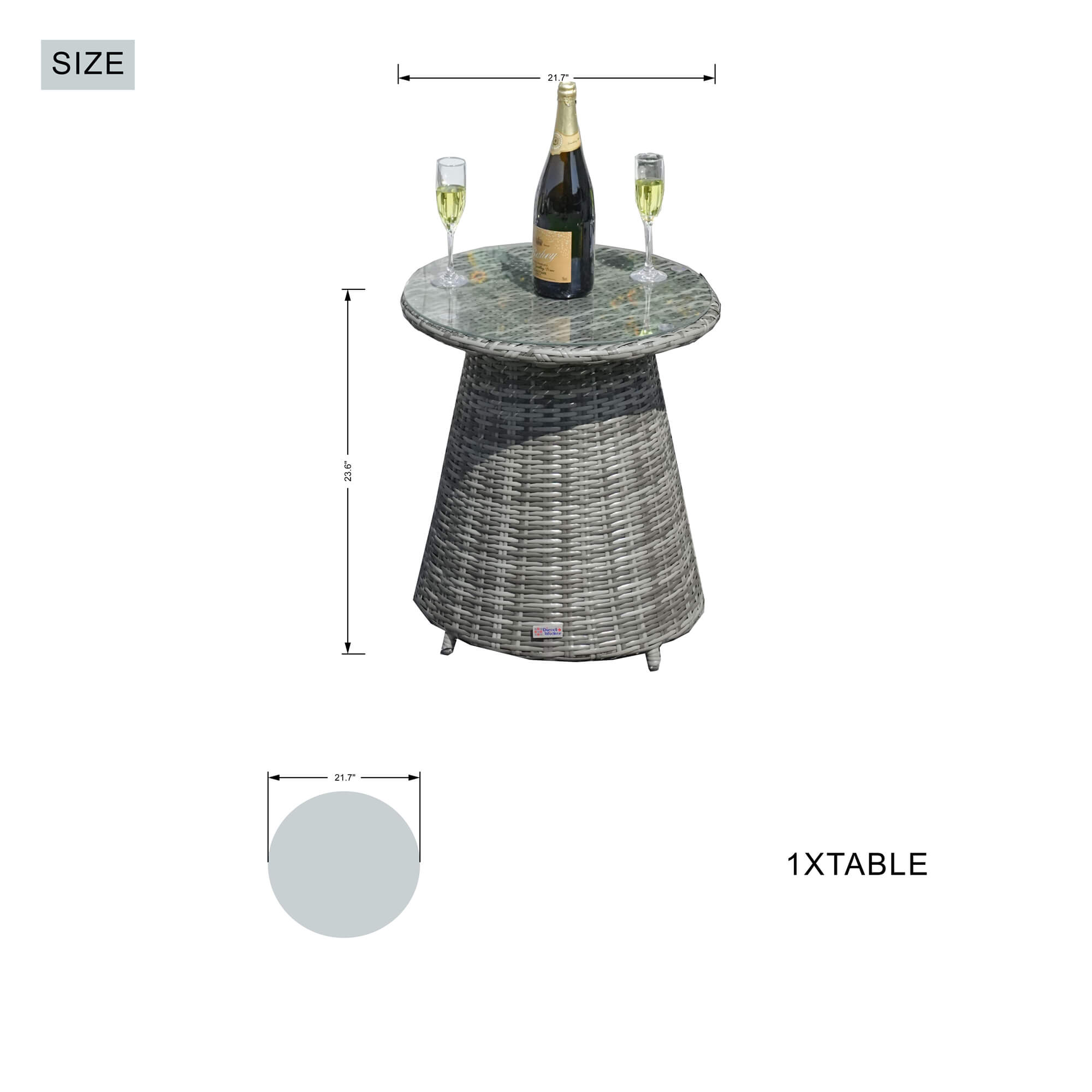 2-Piece Outdoor Bistro Set with Round Coffee Table （PAD-1708+010-GR）
