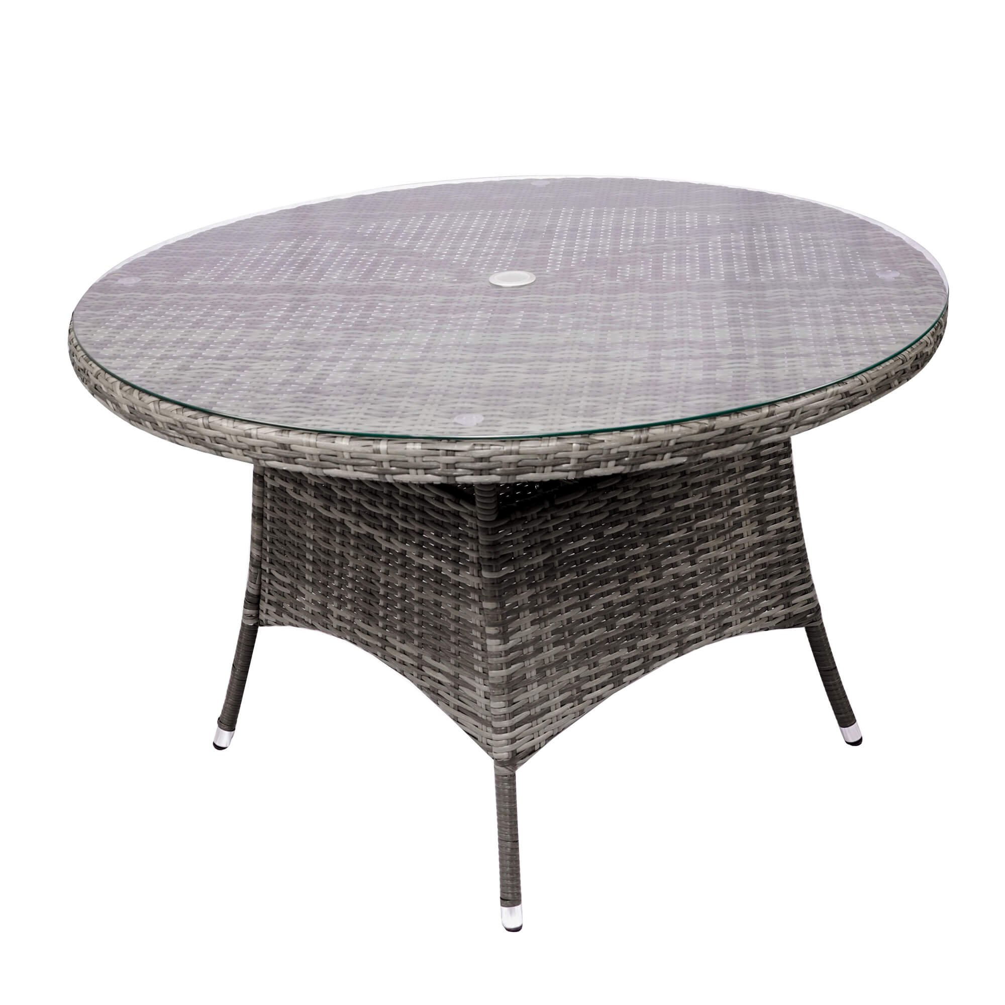 4-Seater Outdoor PE Wicker Dining Set with Round Table and Cushions(PAD-1709+010)