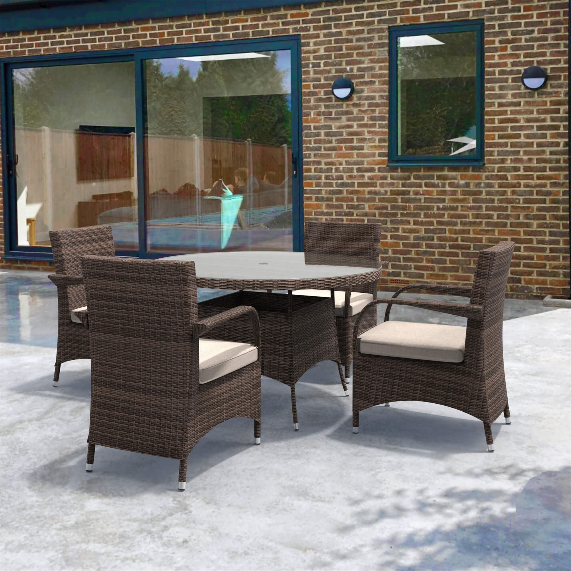 5-Piece Outdoor Aluminum Wicker Dining Set(PAD-1709+1122)