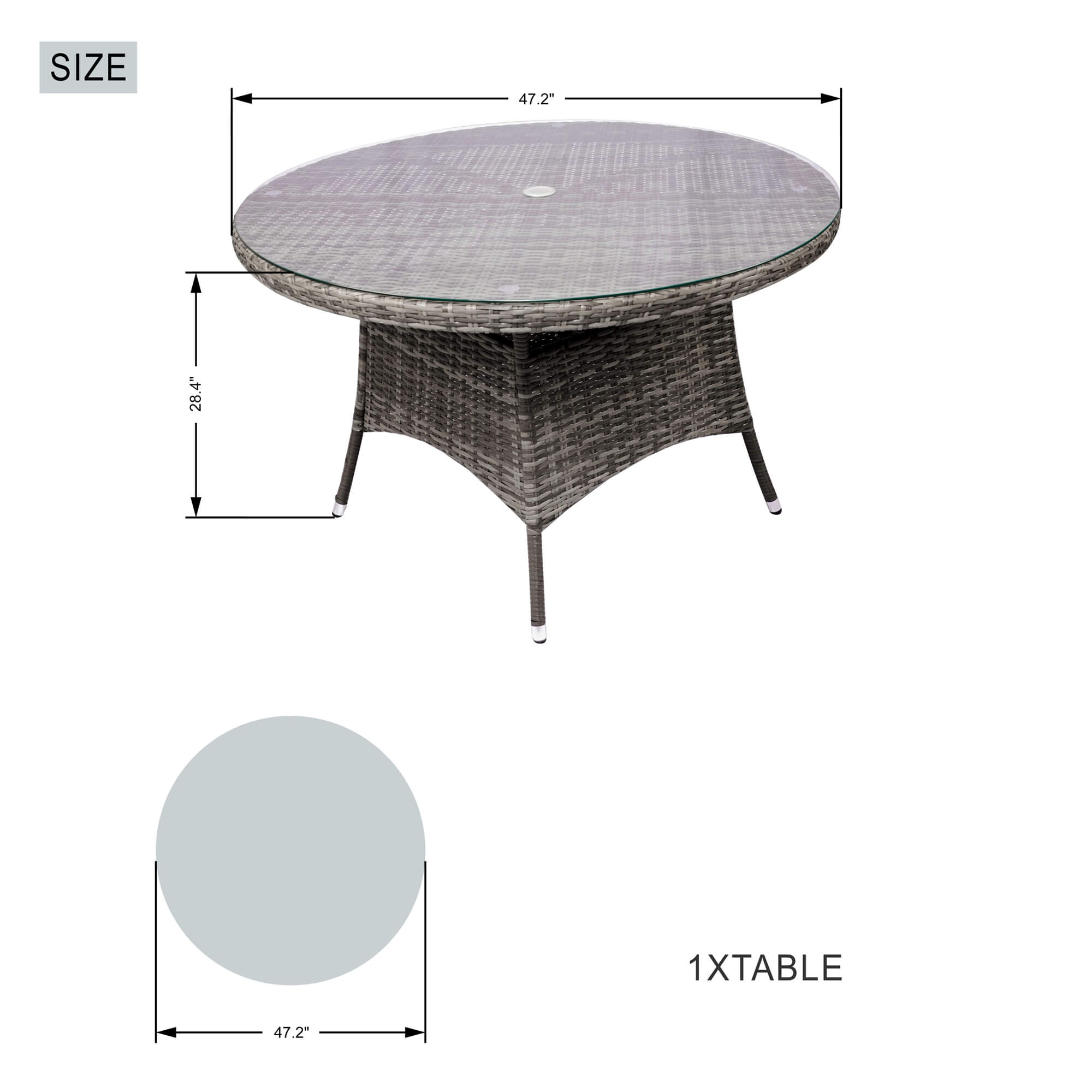 5-Piece Outdoor Aluminum Wicker Dining Set(PAD-1709+1122)