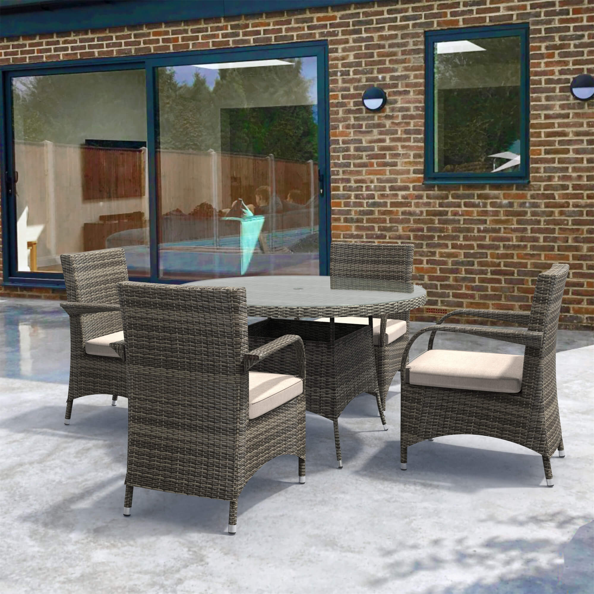5-Piece Outdoor Aluminum Wicker Dining Set(PAD-1709+1122)