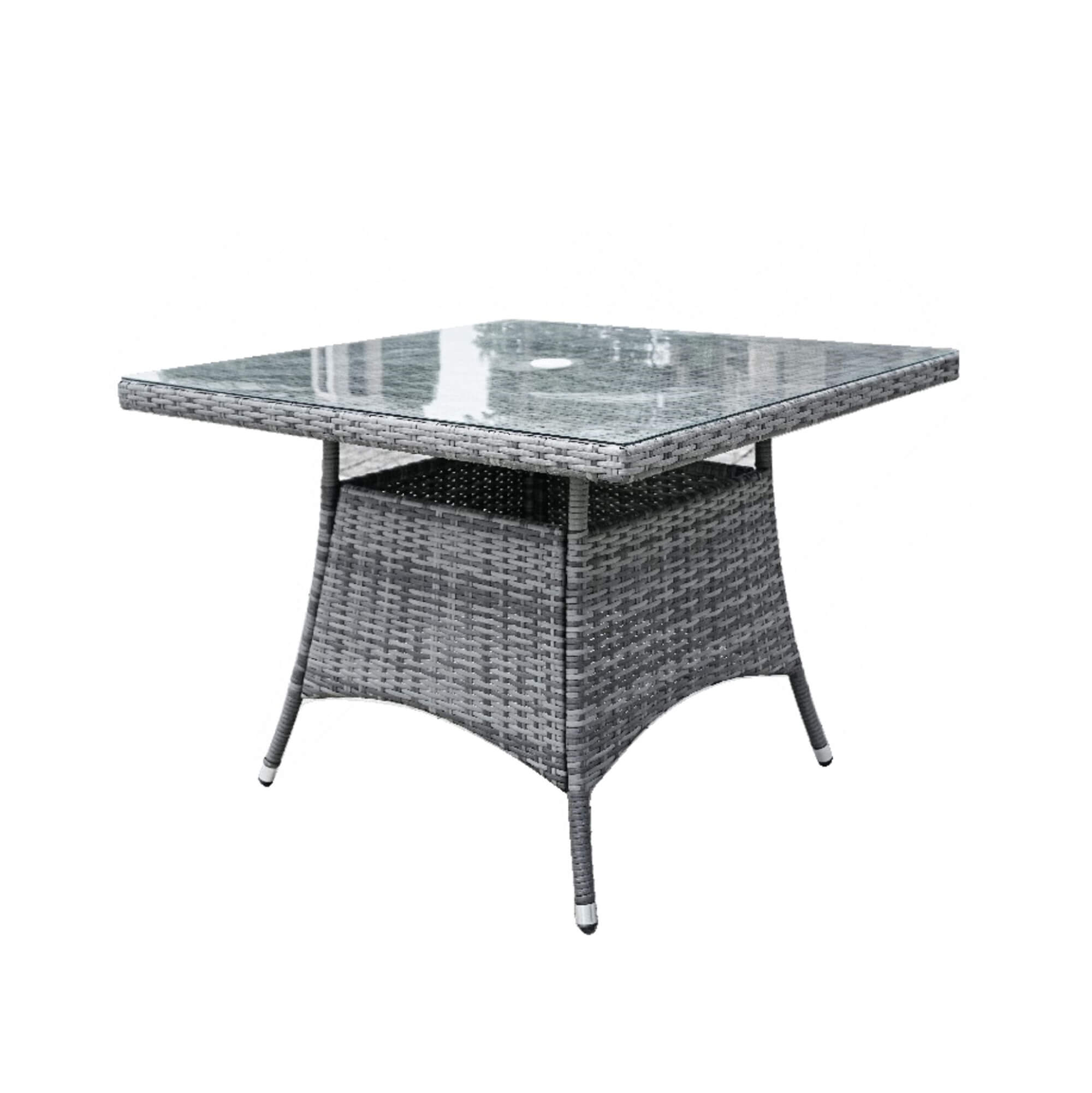 4-Seater Outdoor PE Wicker Dining Set with Square Table & Cushioned Chairs(PAD-1710+010)