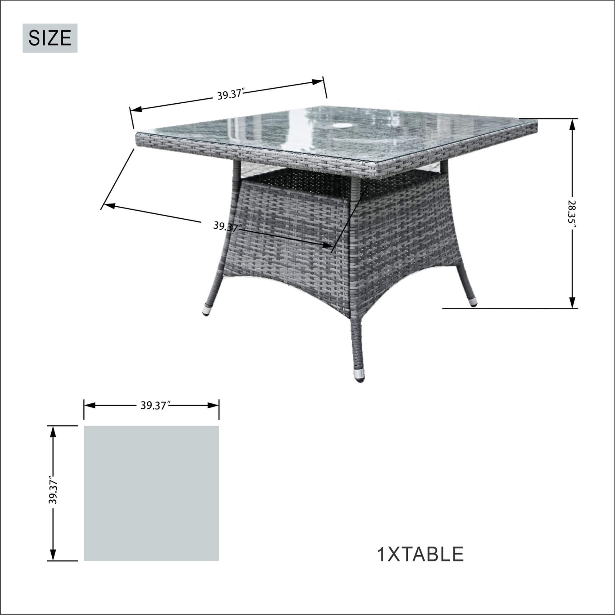 4-Seater Outdoor PE Wicker Dining Set with Square Table & Cushioned Chairs(PAD-1710+010)