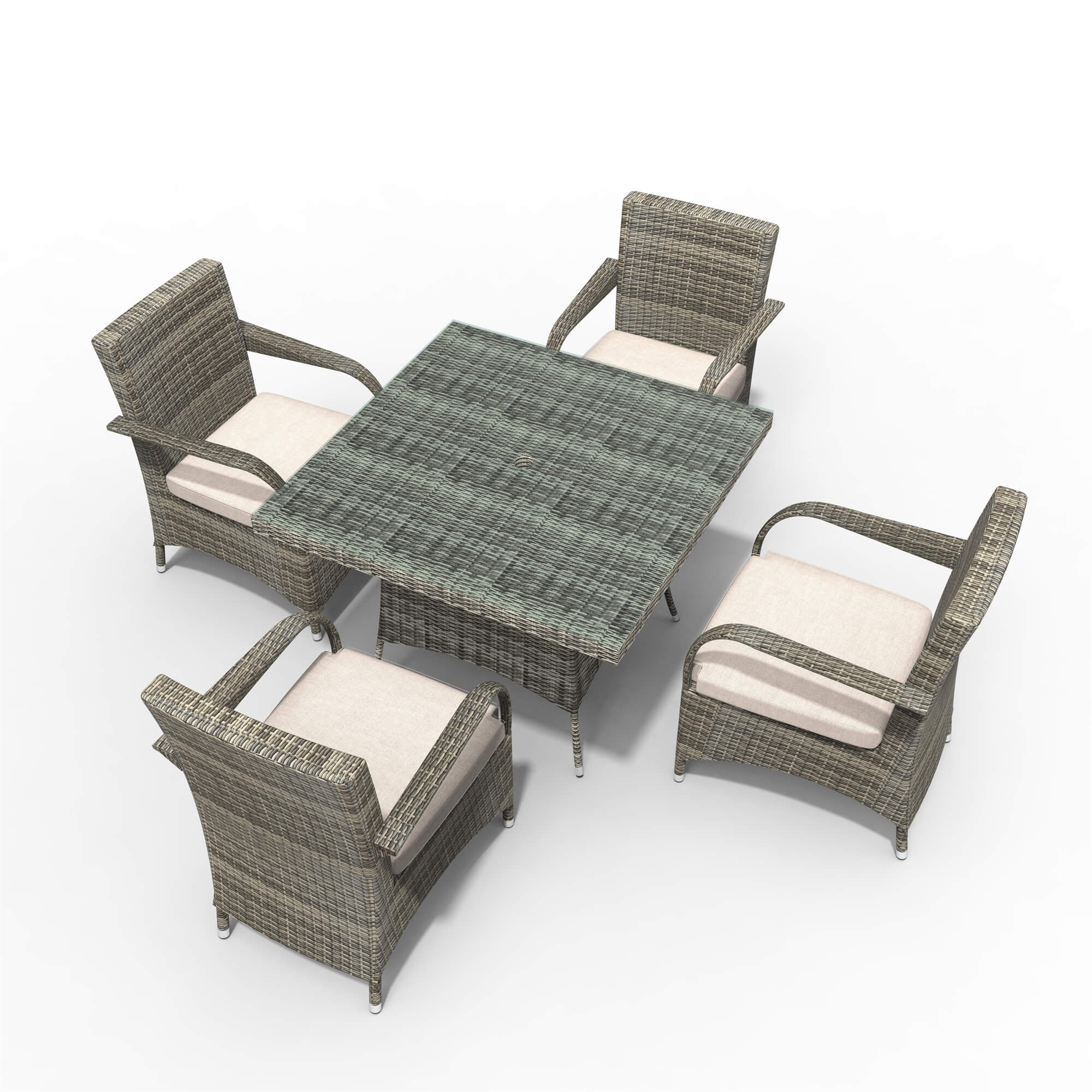 4-Seater Outdoor PE Wicker Dining Set with Square Table (PAD-1710+1122)