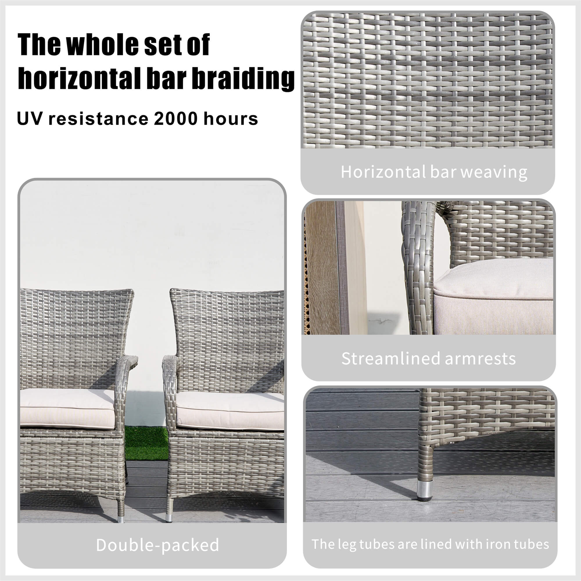 4-Seater Outdoor PE Wicker Dining Set with Square Table (PAD-1710+1122)