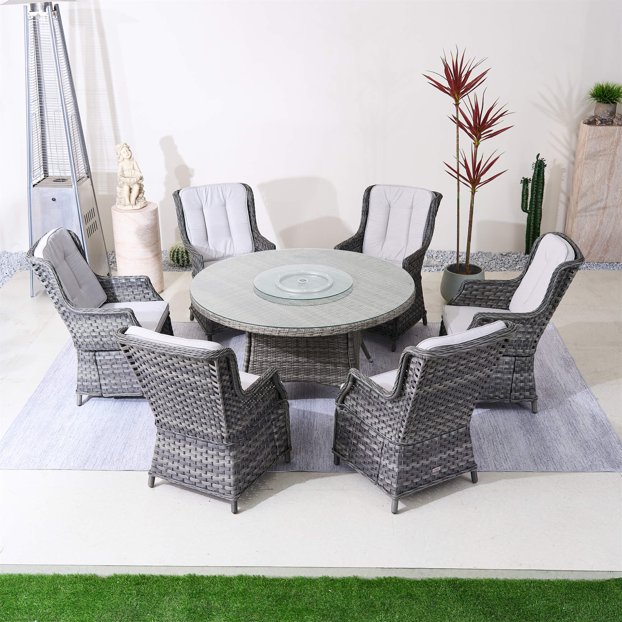 6-Seater Round Outdoor PE Wicker Dining Set (PAD-1711+010)