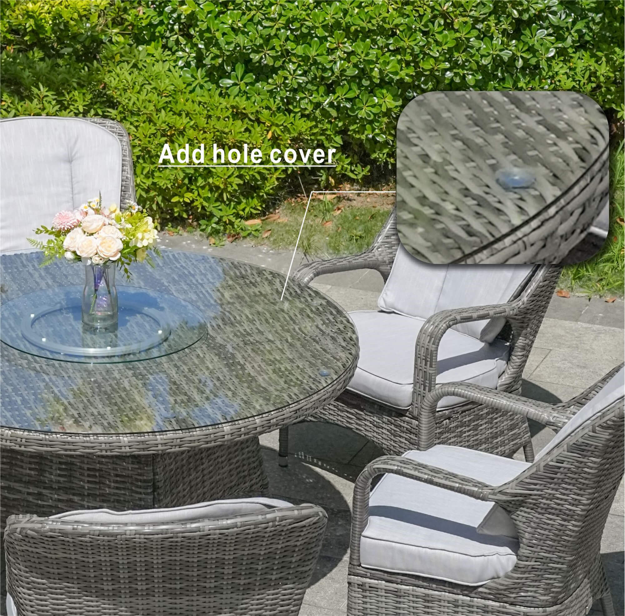 6-Seater Round Outdoor PE Wicker Dining Set (PAD-1711+010)