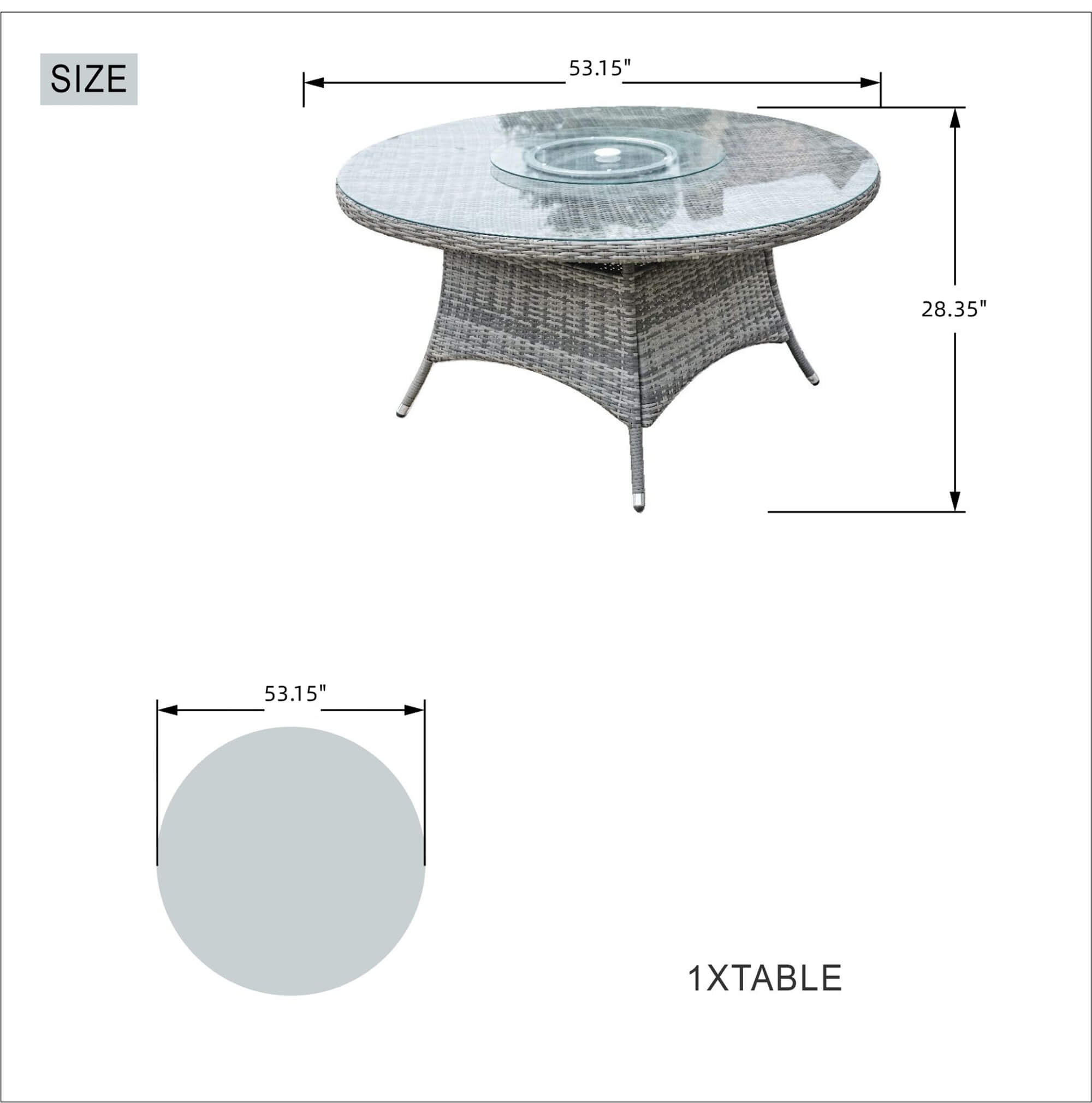 6-Seater Round Outdoor PE Wicker Dining Set (PAD-1711+010)