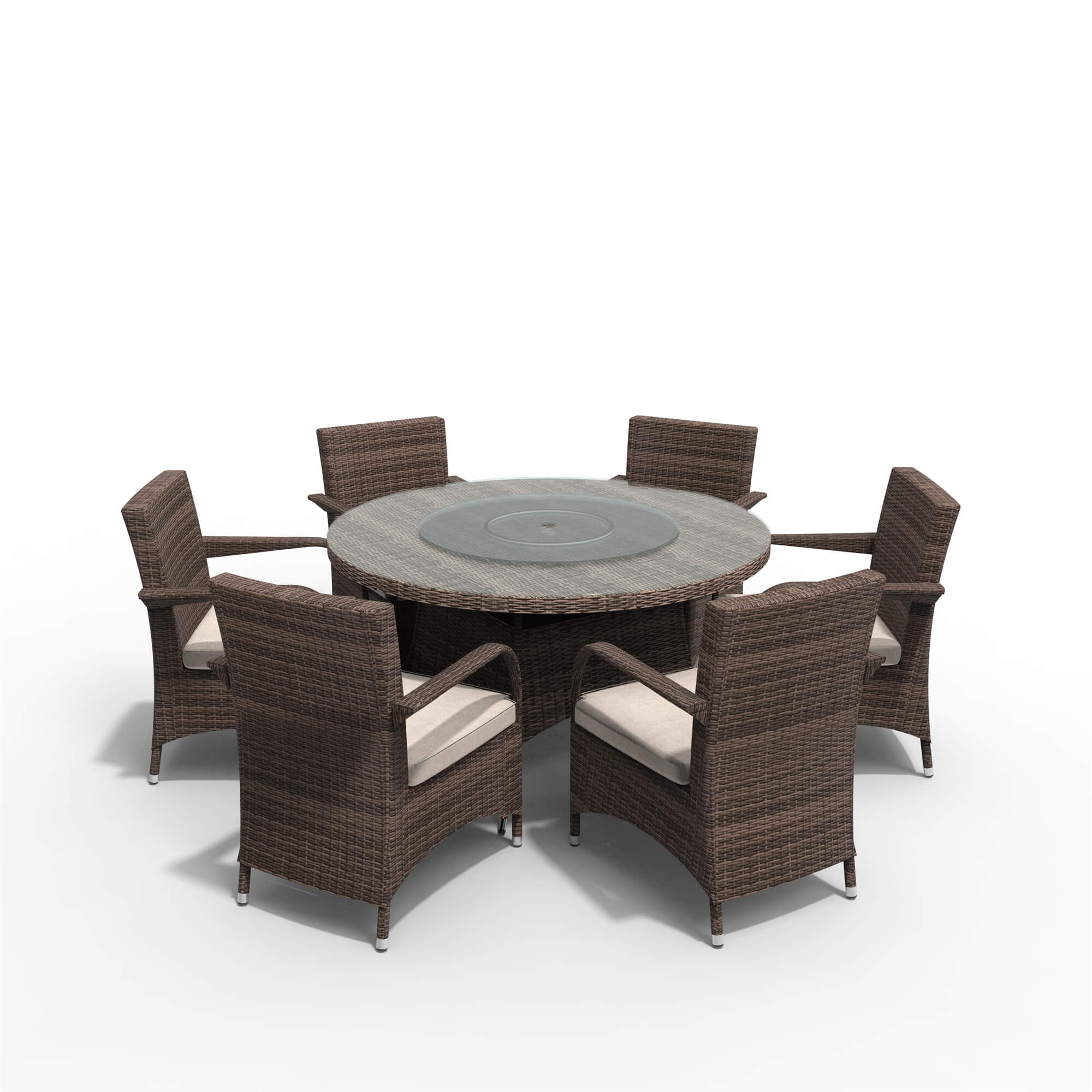 7-Piece Outdoor Round PE Wicker Dining Set(PAD-1711+1122)