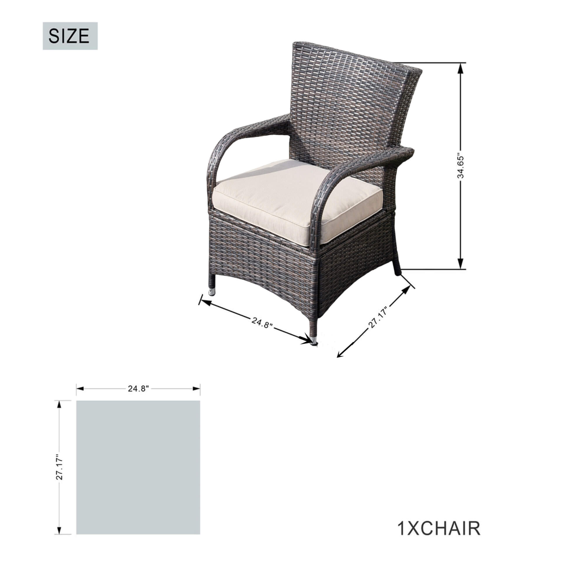 7-Piece Outdoor Round PE Wicker Dining Set(PAD-1711+1122)