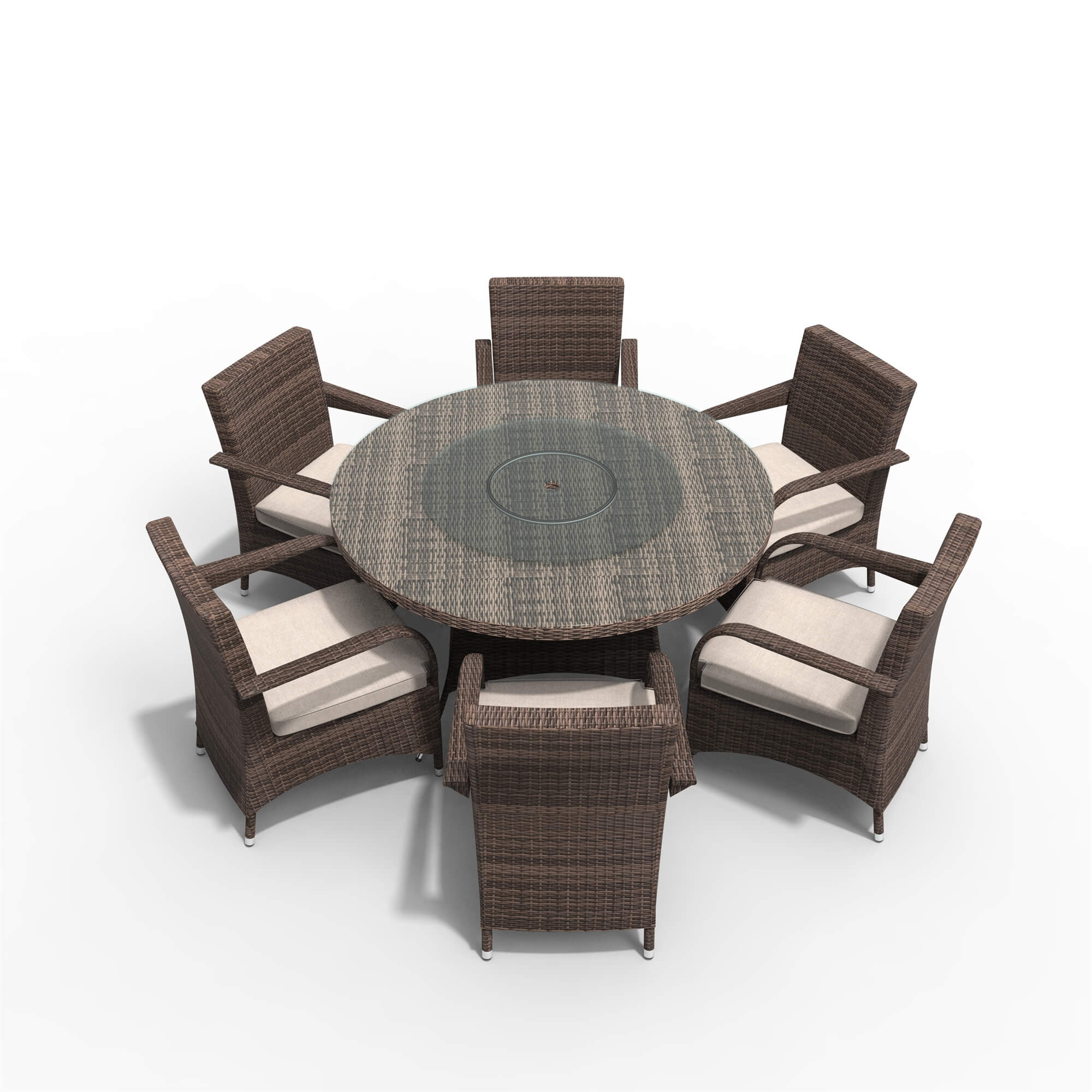 7-Piece Outdoor Round PE Wicker Dining Set(PAD-1711+1122)