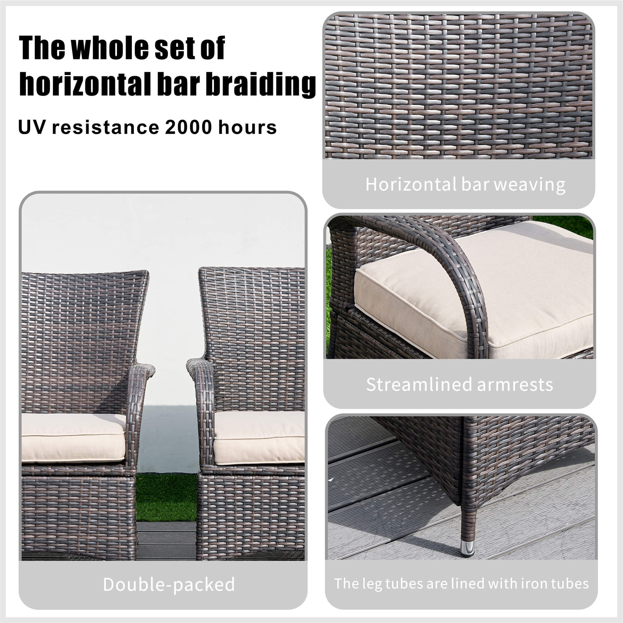 7-Piece Outdoor Round PE Wicker Dining Set(PAD-1711+1122)