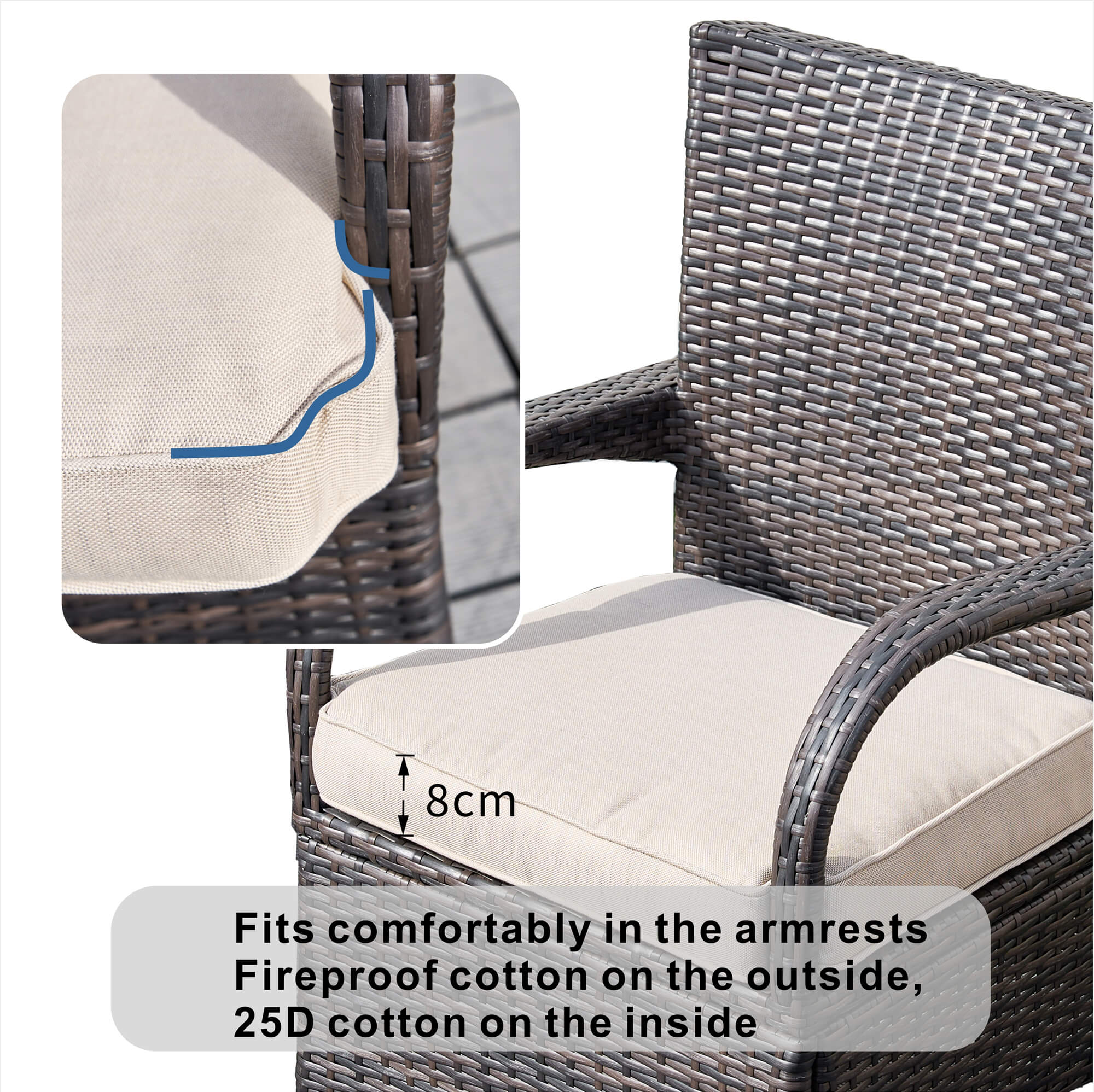 7-Piece Outdoor Round PE Wicker Dining Set(PAD-1711+1122)