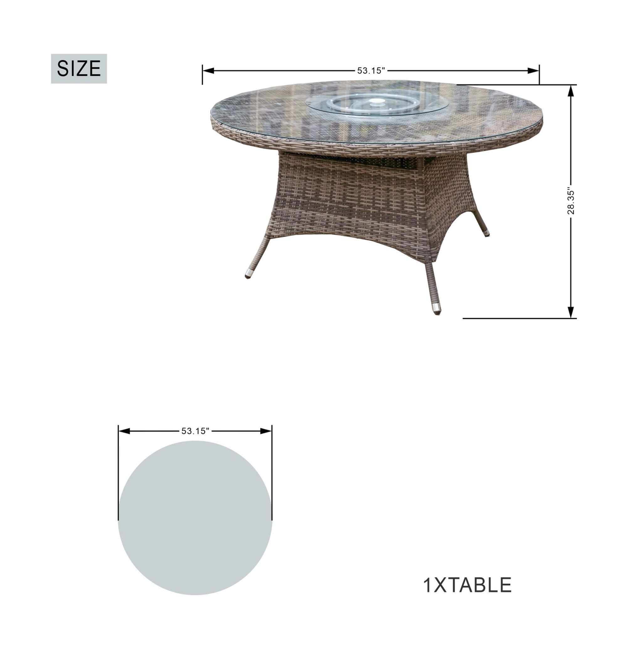 7-Piece Outdoor Round PE Wicker Dining Set(PAD-1711+1122)