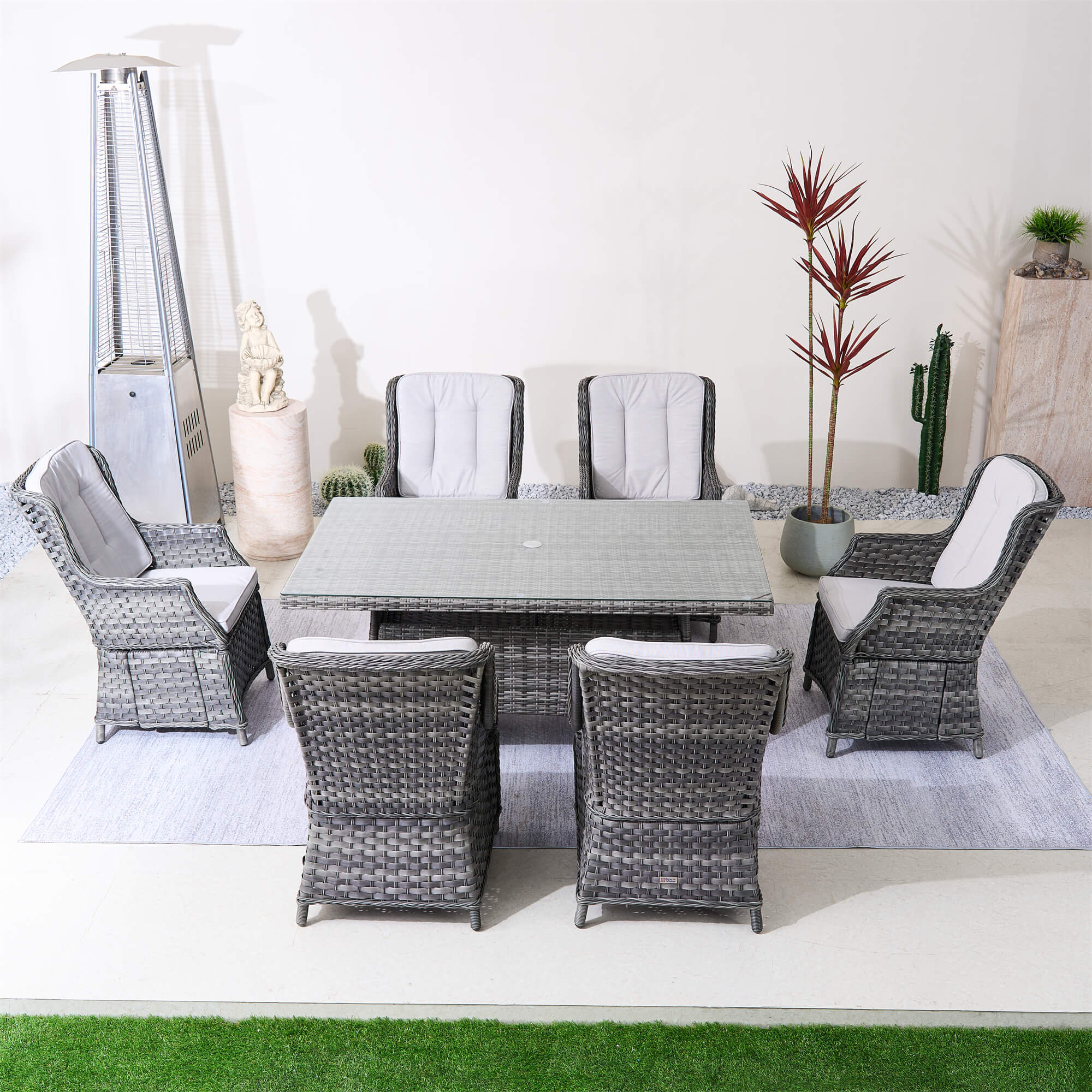 6-Seater Outdoor Rectangular Wicker Dining Set (PAD-1712+010)