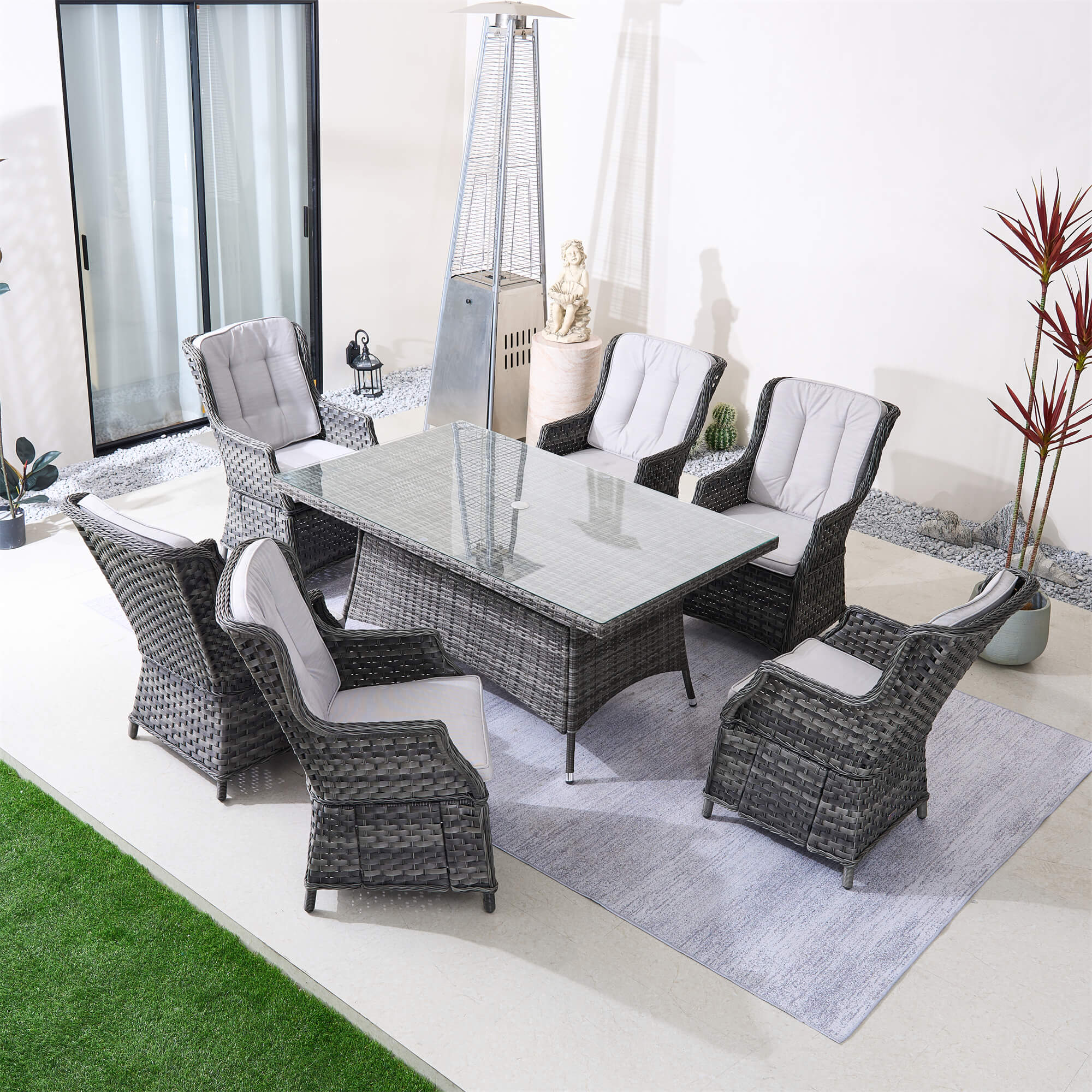 6-Seater Outdoor Rectangular Wicker Dining Set (PAD-1712+010)