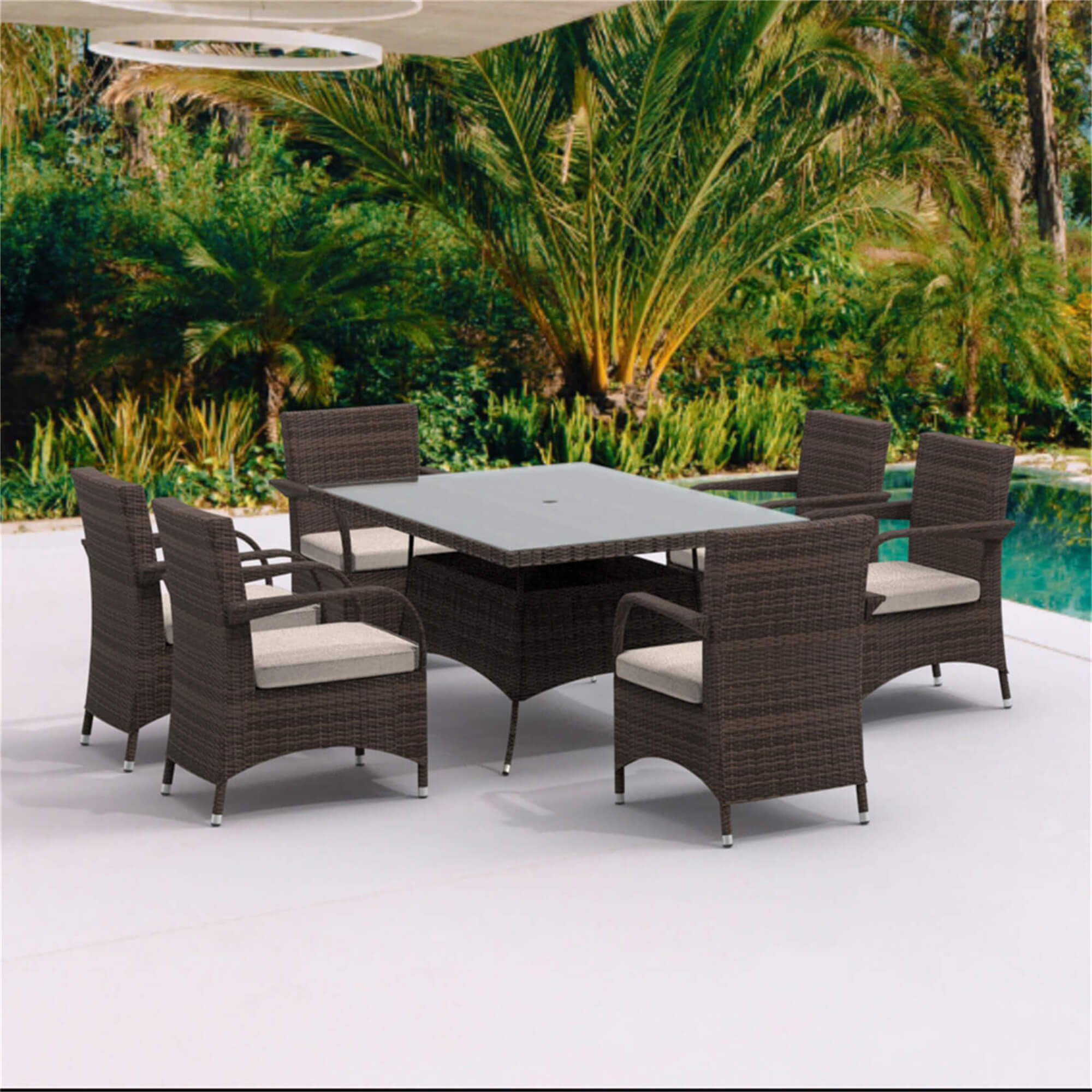 Outdoor 6-Seater Dining Set with Rectangular Table (PAD-1712+1122)