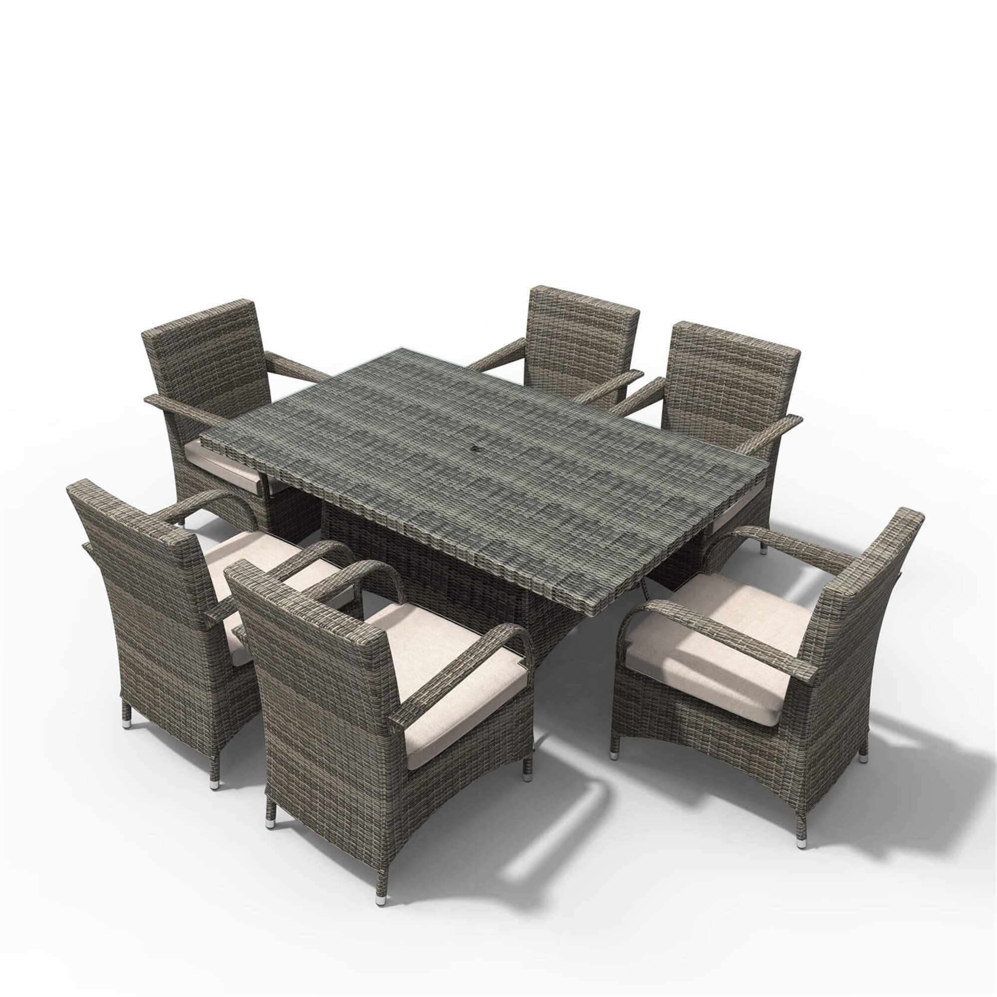 Outdoor 6-Seater Dining Set with Rectangular Table (PAD-1712+1122)