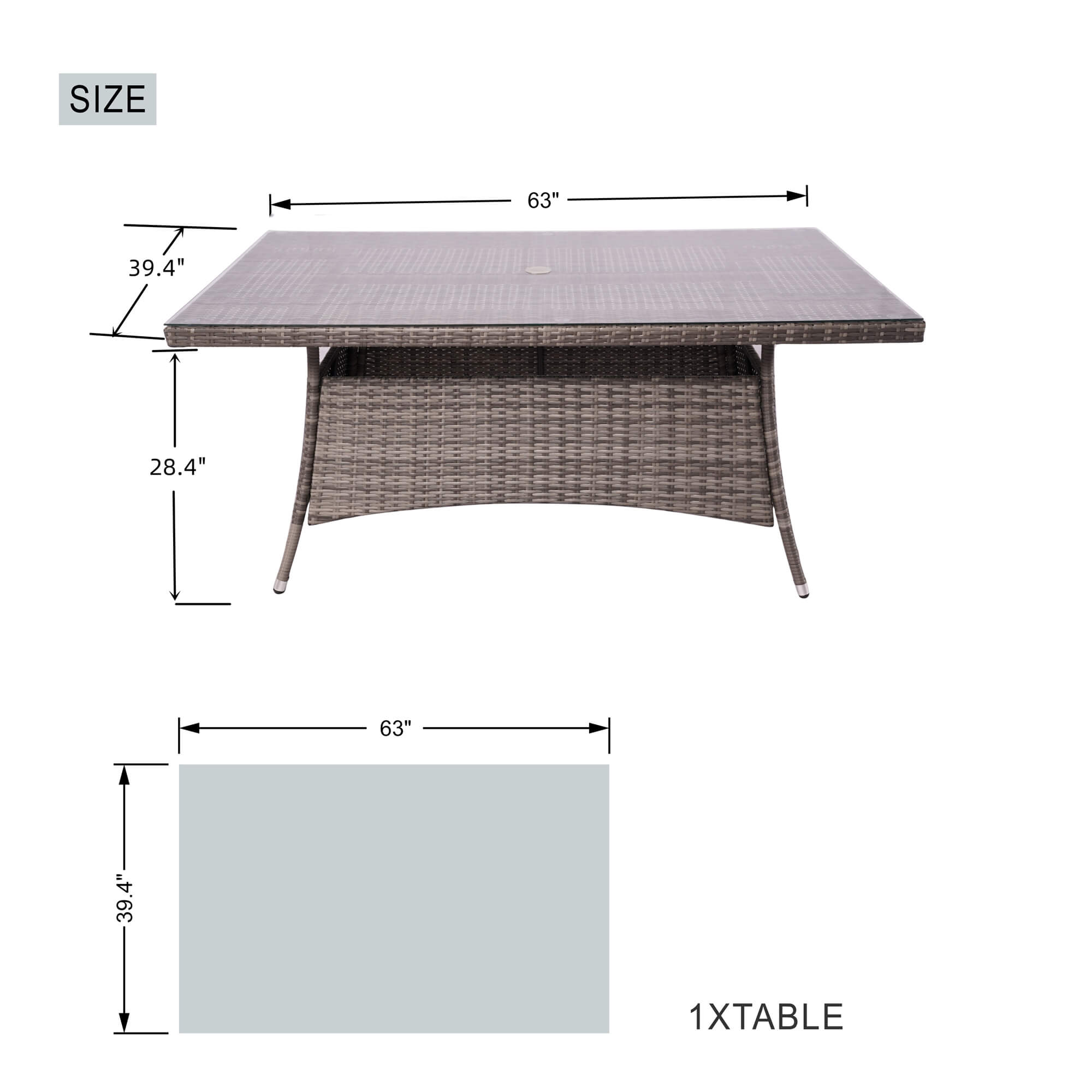 Outdoor 6-Seater Dining Set with Rectangular Table (PAD-1712+1122)