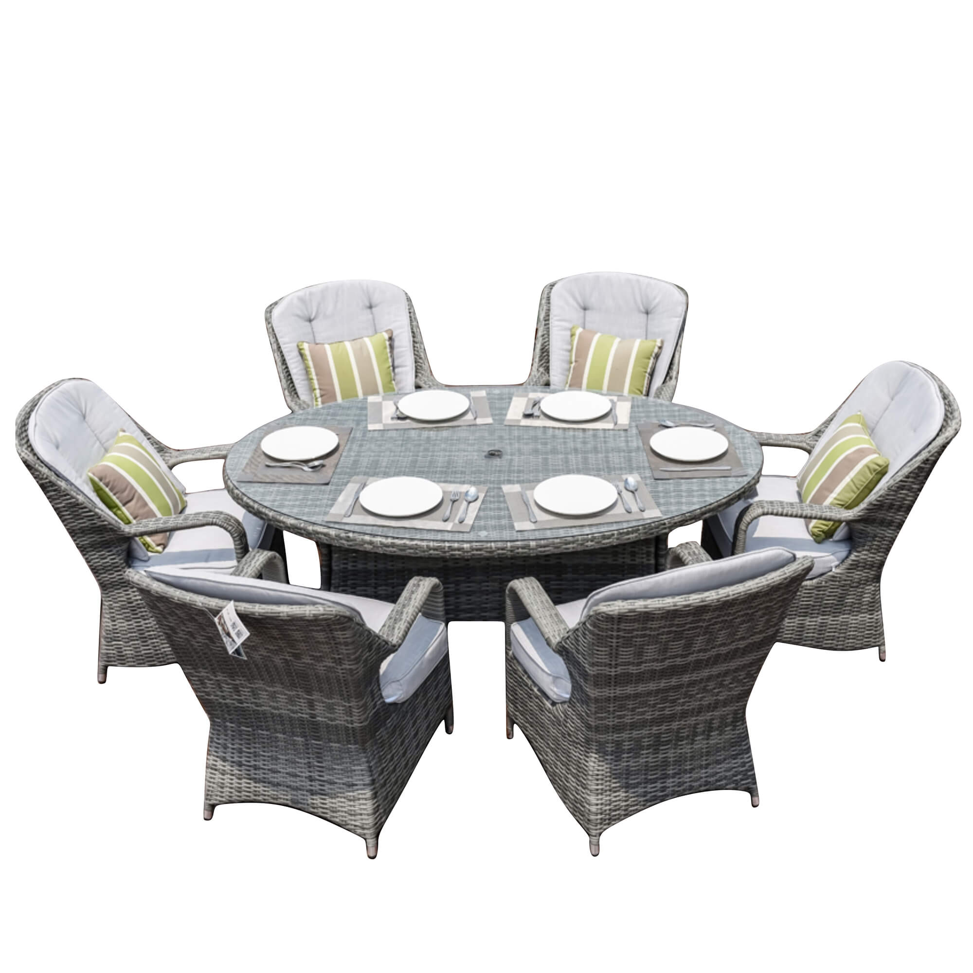 7-Piece Patio Dining Set with Oval Glass Table & Cushions (PAD-1713-SET)
